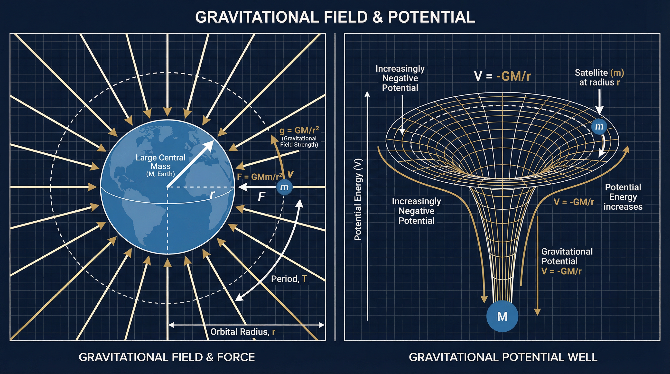 Visualising Gravitational Fields and Potential Wells