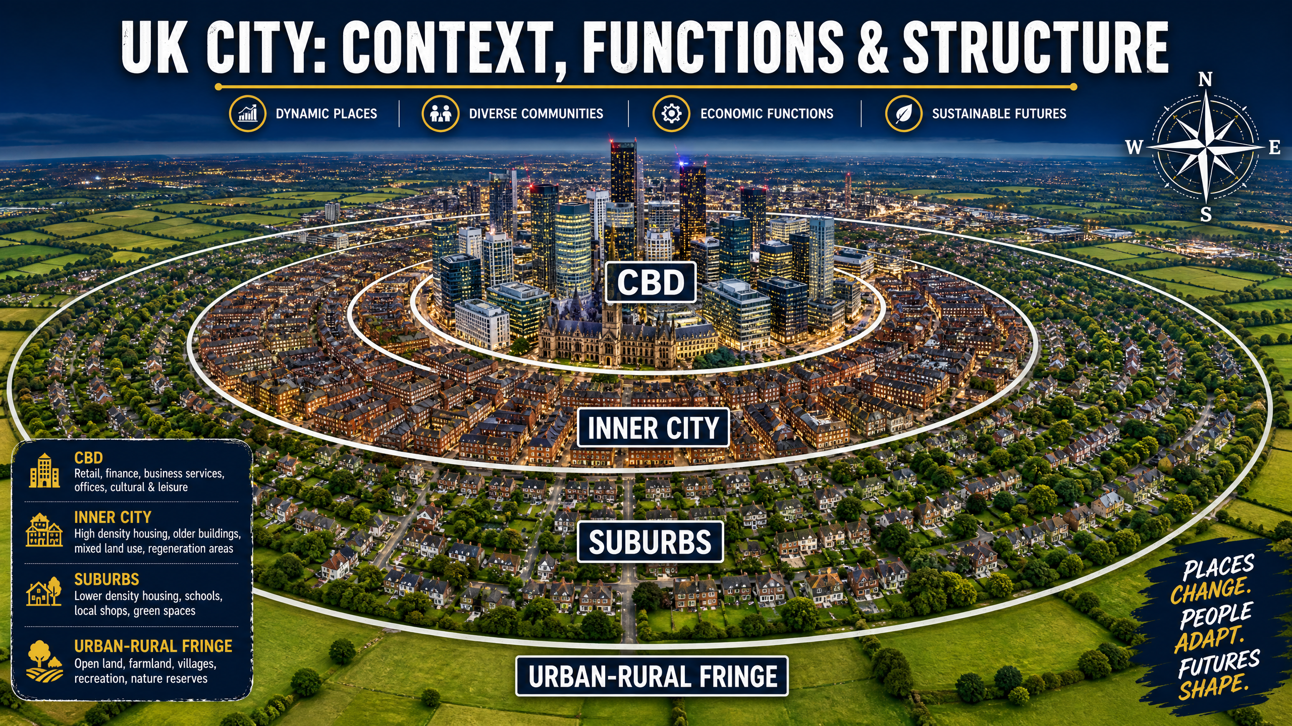 UK City Zones: From the CBD to the Fringe