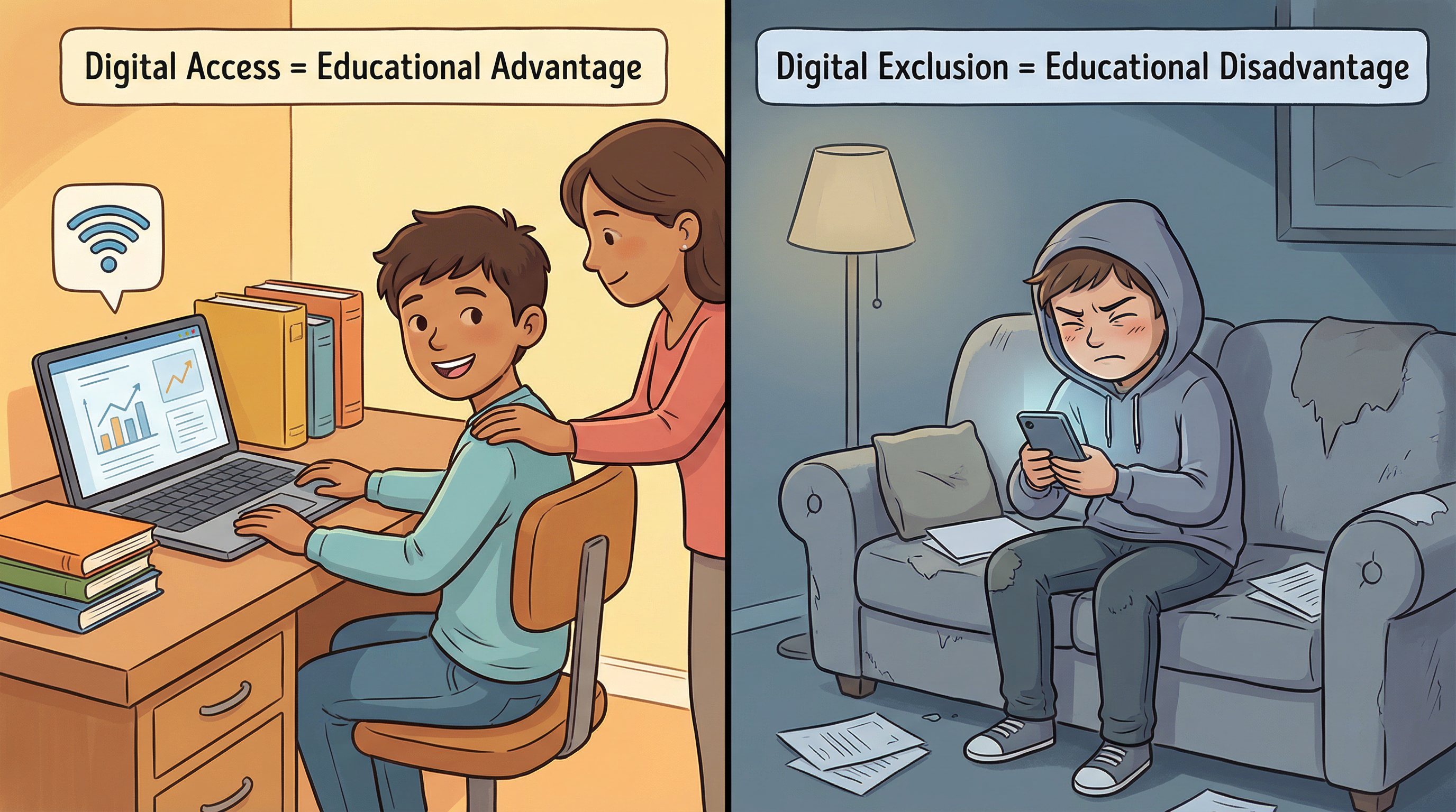 The homework gap illustrates how the digital divide directly impacts educational outcomes.