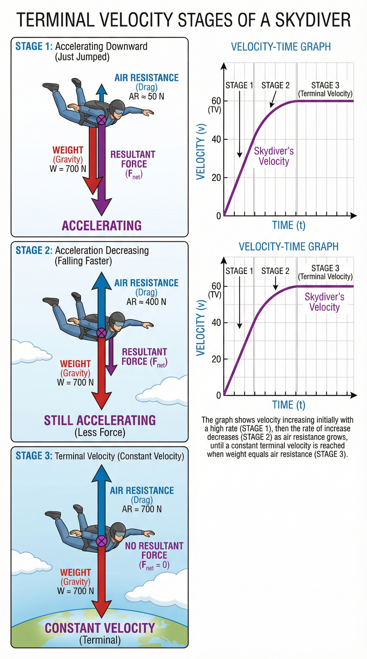 The physics of terminal velocity.