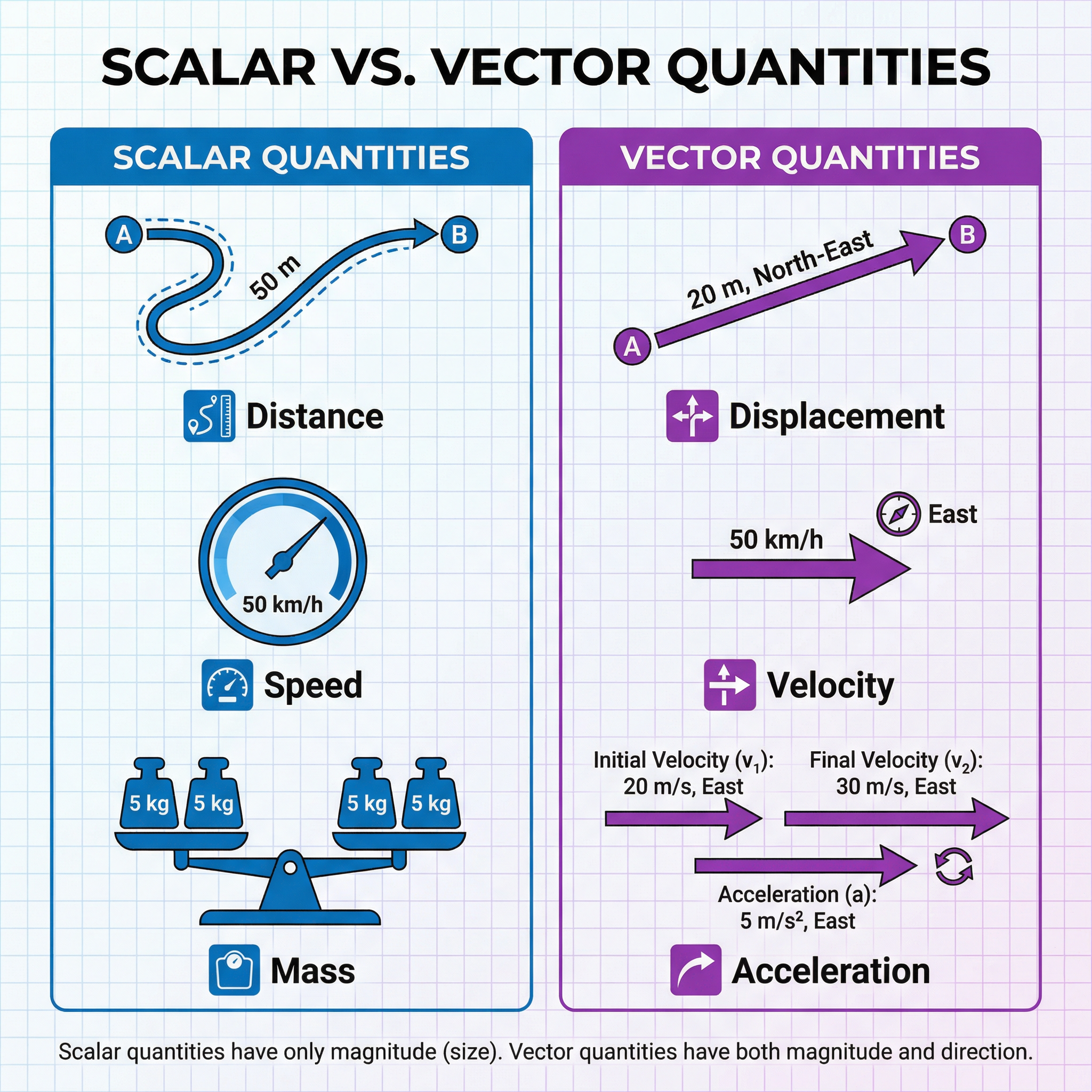 Comparison of Scalar and Vector Quantities.