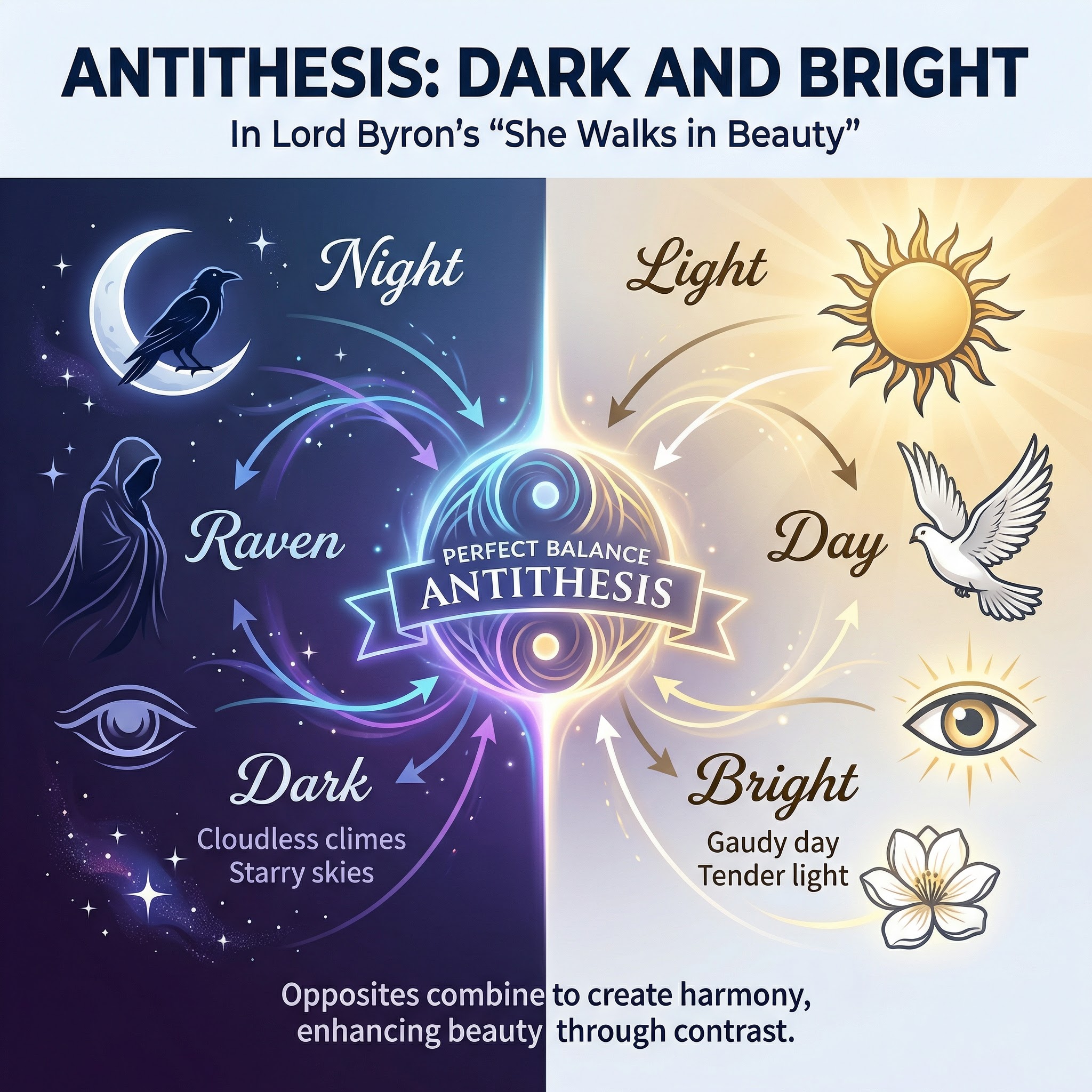 Diagram of Antithesis in 'She Walks in Beauty'