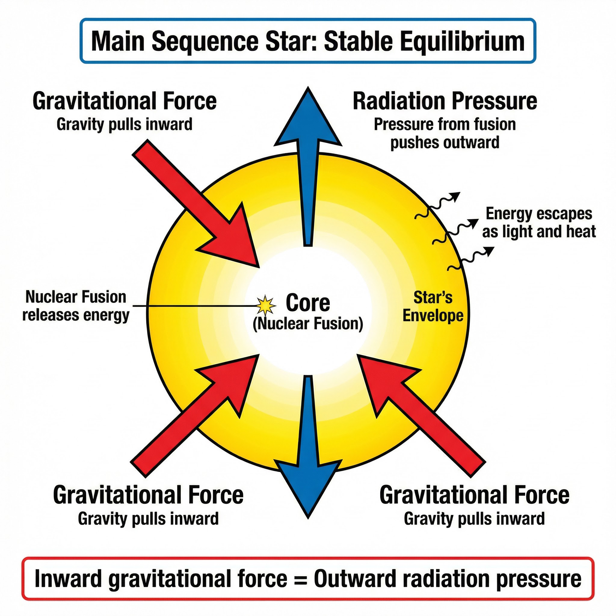 Equilibrium in a main sequence star.