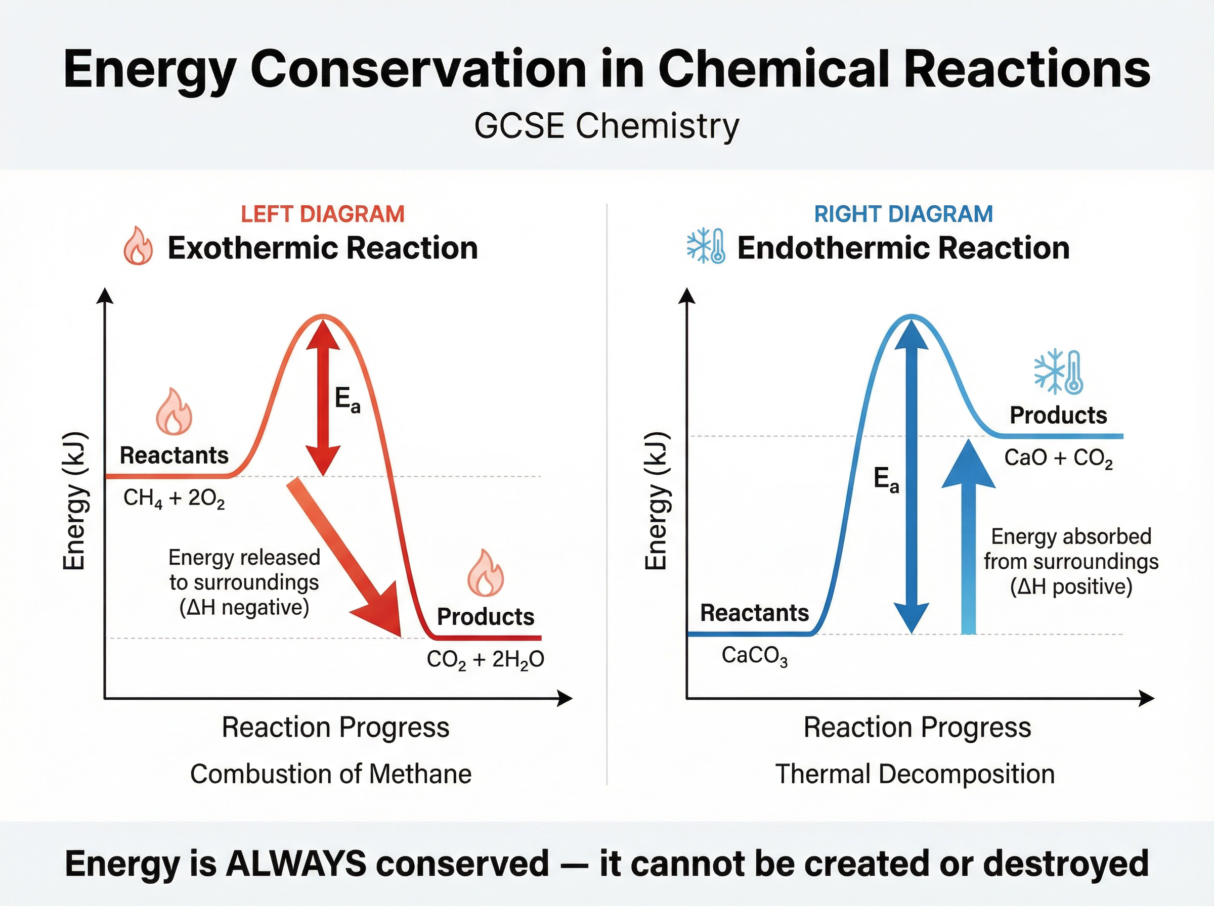 Energy Conservation in Chemical Reactions