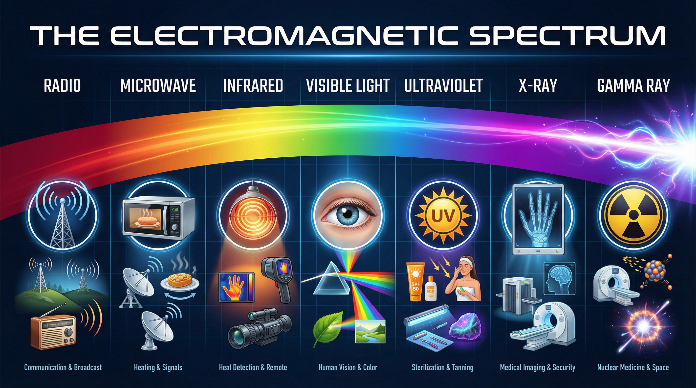 An overview of the Electromagnetic Spectrum and its applications.
