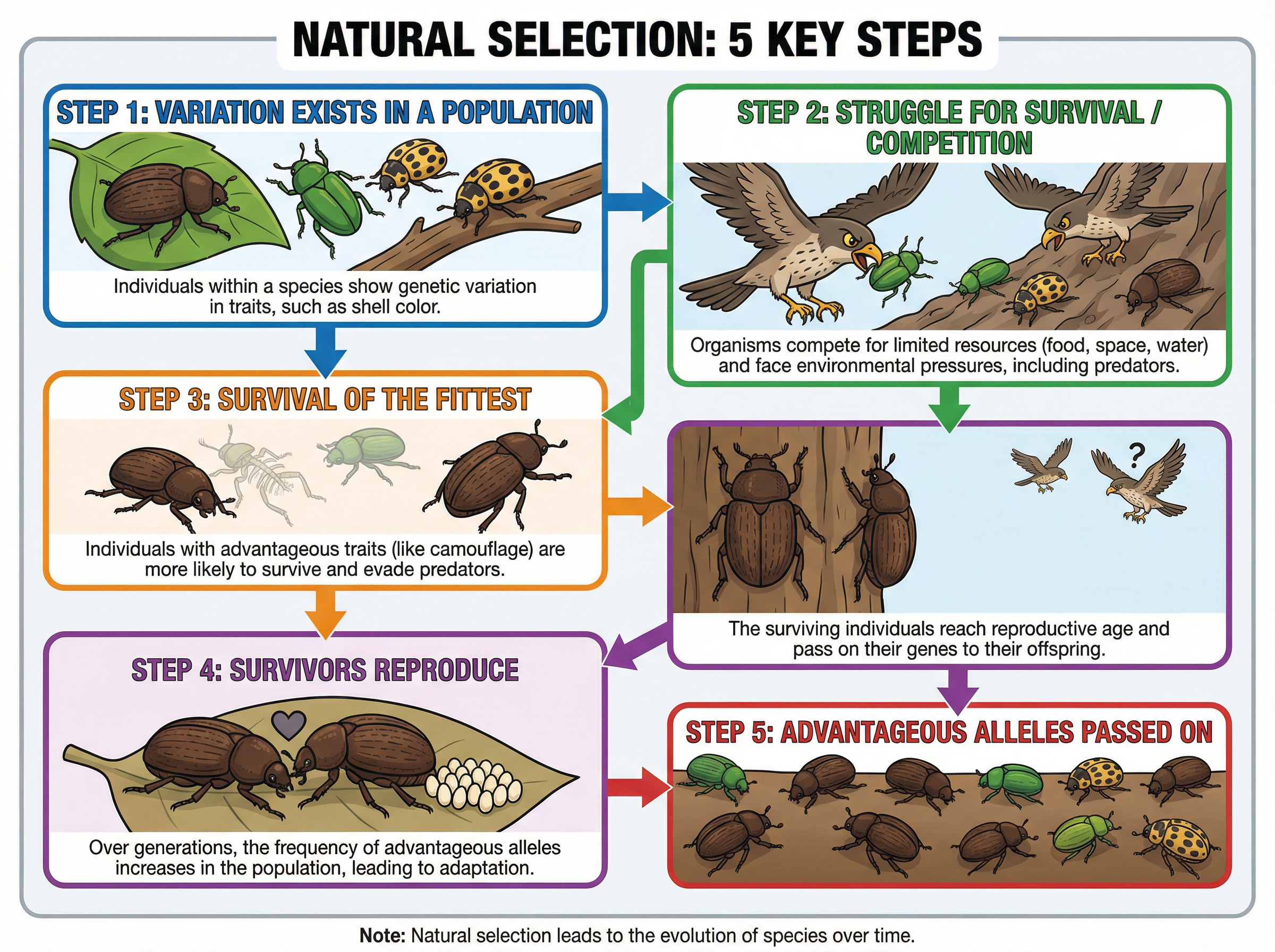 The 5 steps of Natural Selection