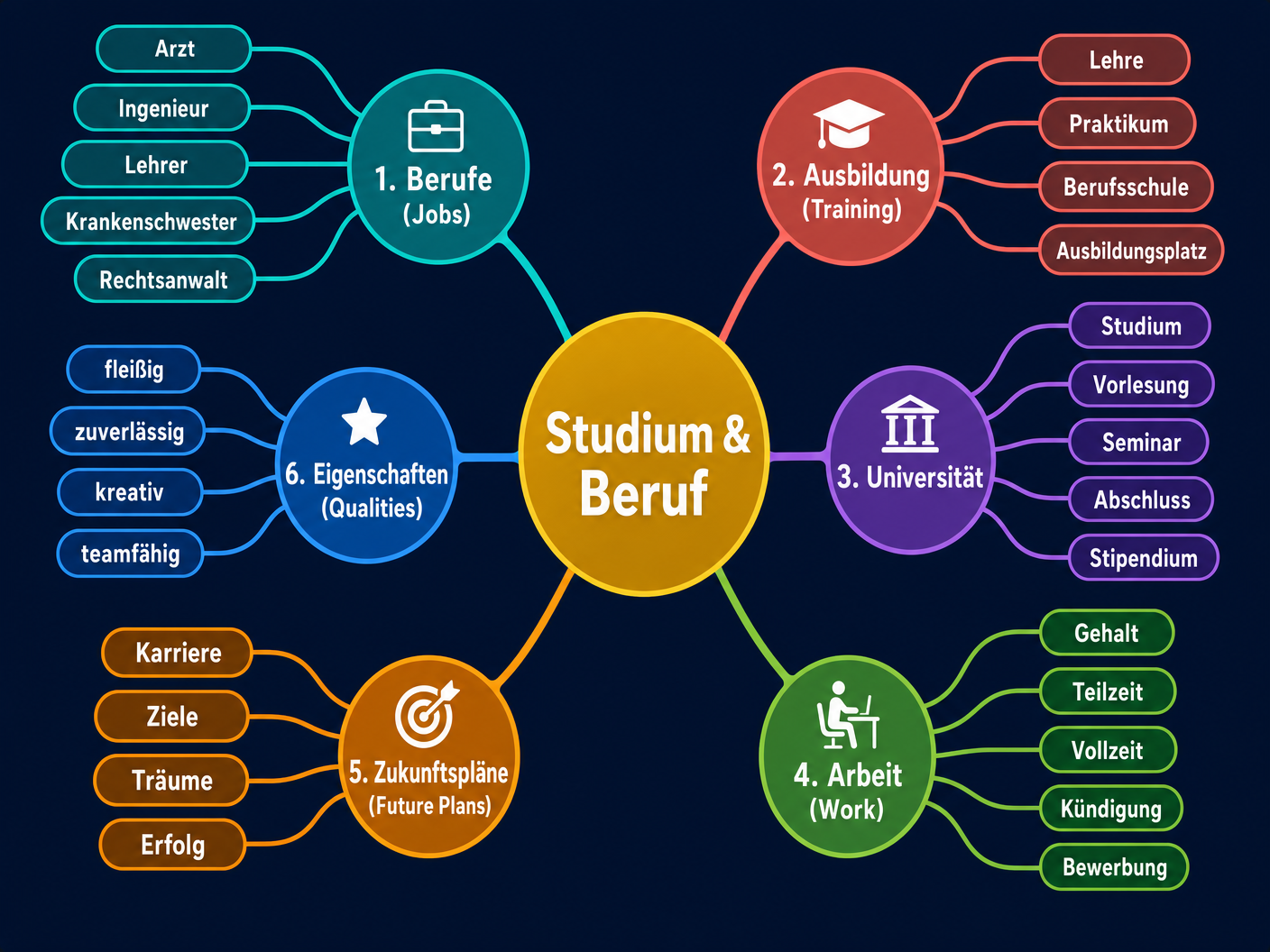 Vocabulary Mind Map for Studium und Beruf
