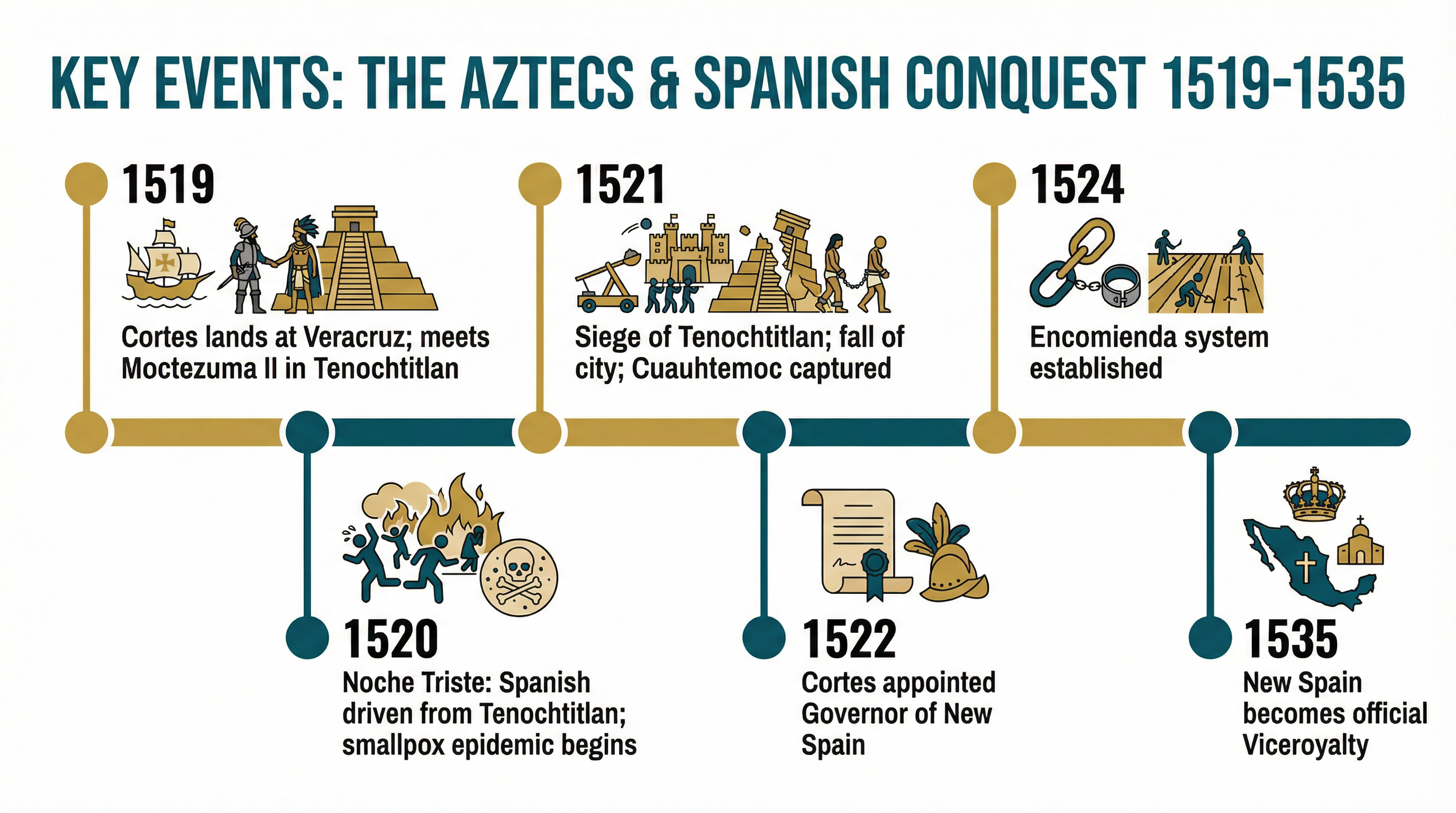 Key Events Timeline: The Aztecs and Spanish Conquest, 1519–1535