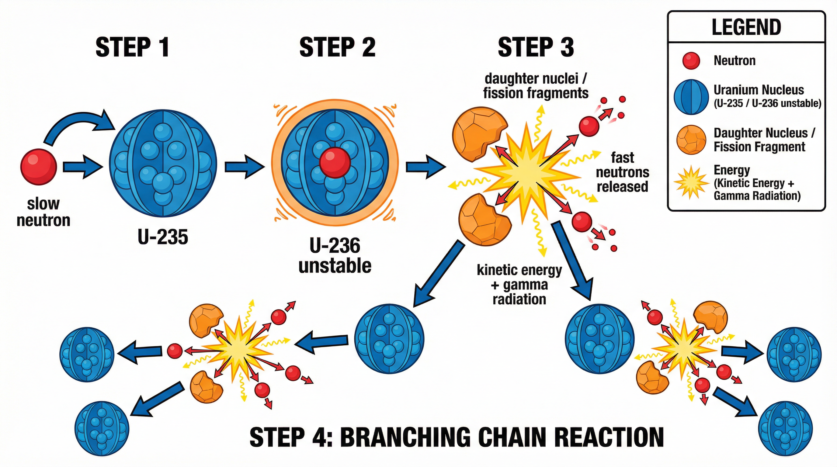 Diagram of a U-235 Fission Chain Reaction