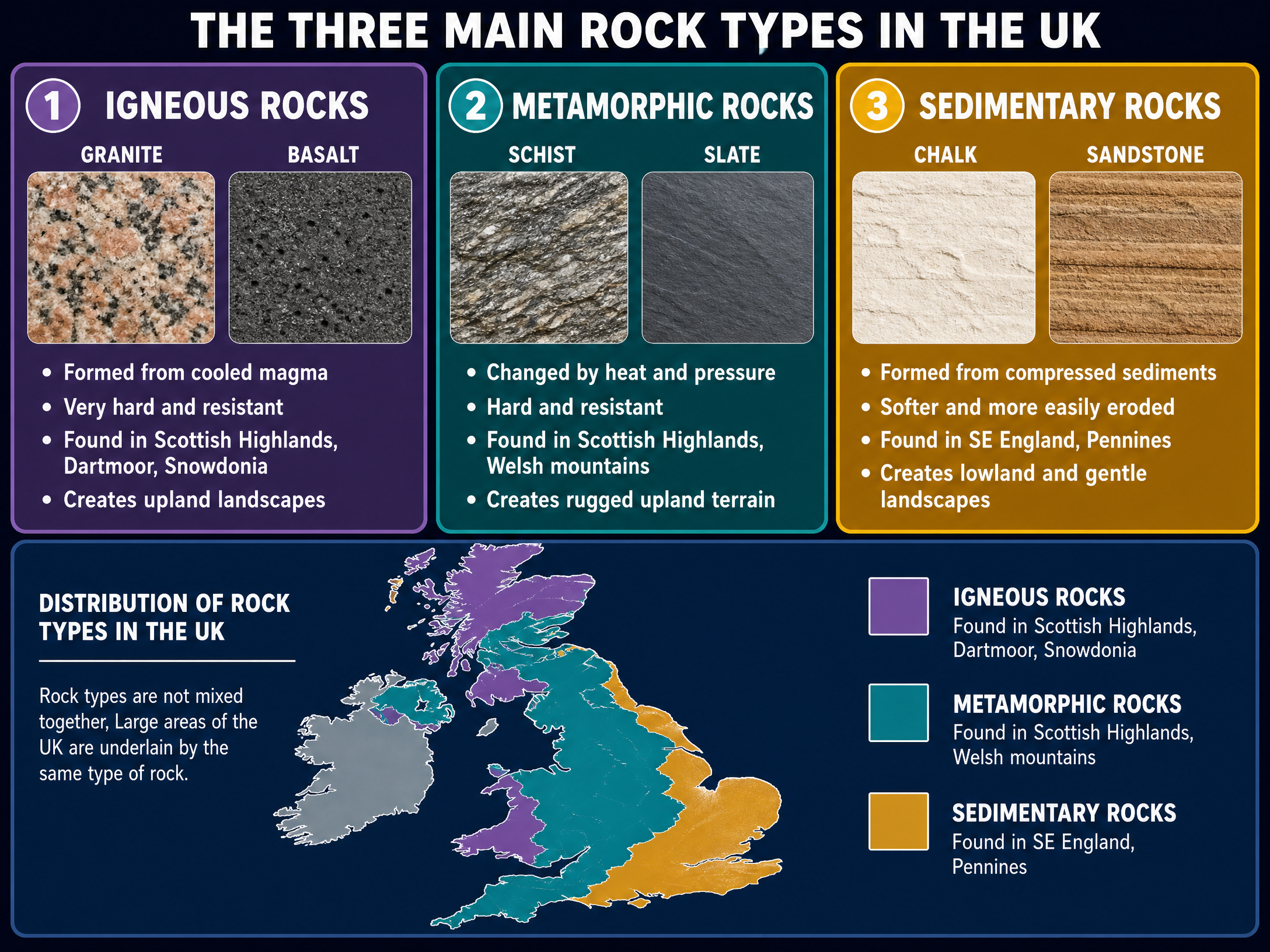 The Three Main Rock Types in the UK