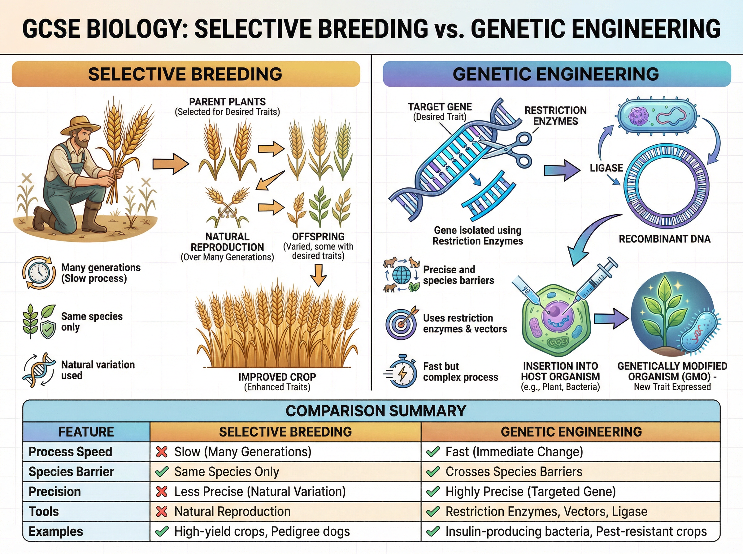 Comparing Selective Breeding and Genetic Engineering