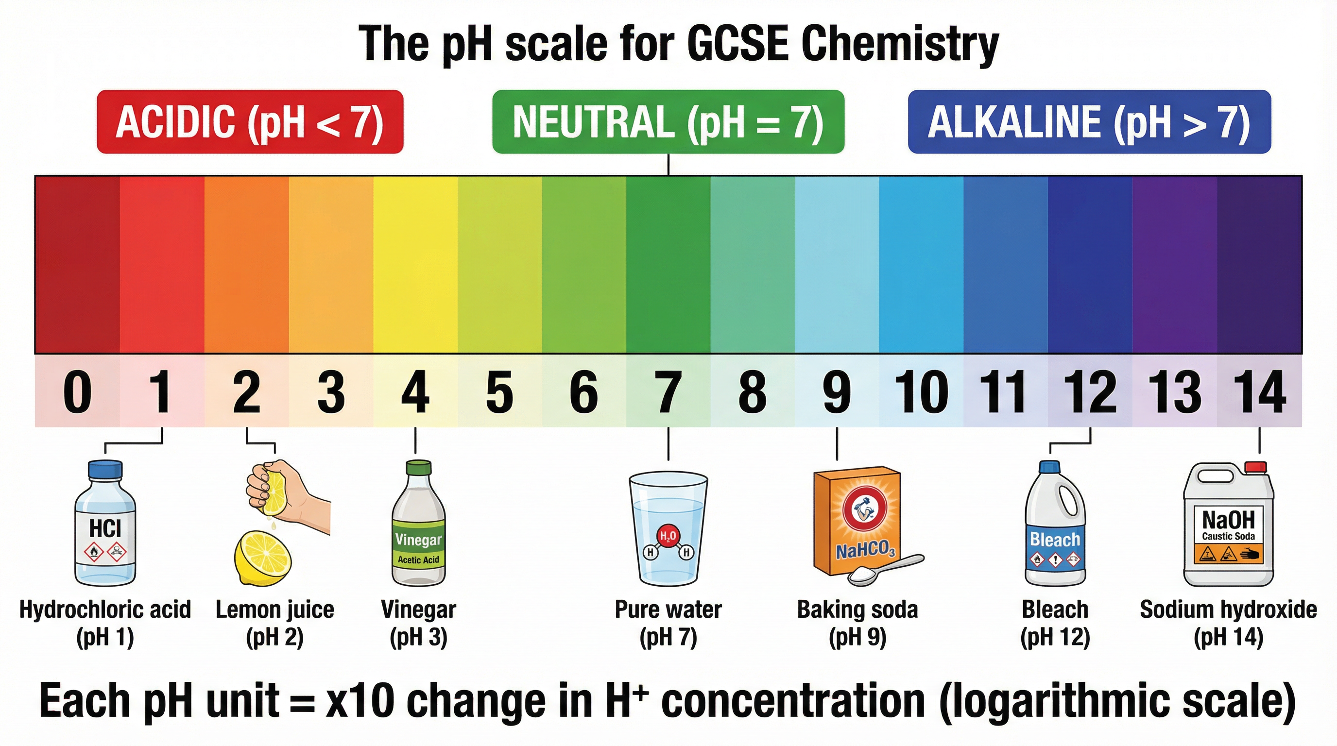 The pH scale and hydrogen ion concentration