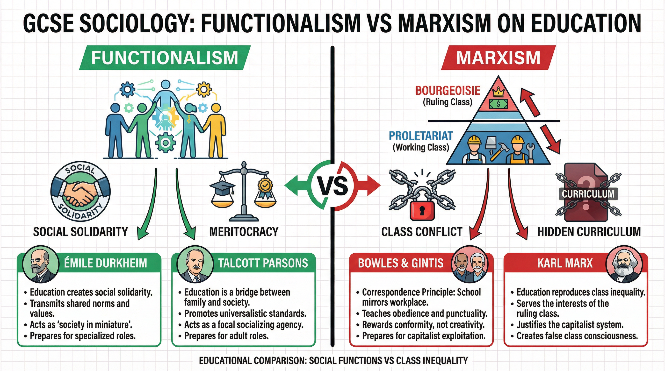 Functionalism vs. Marxism on Education: A Comparison.