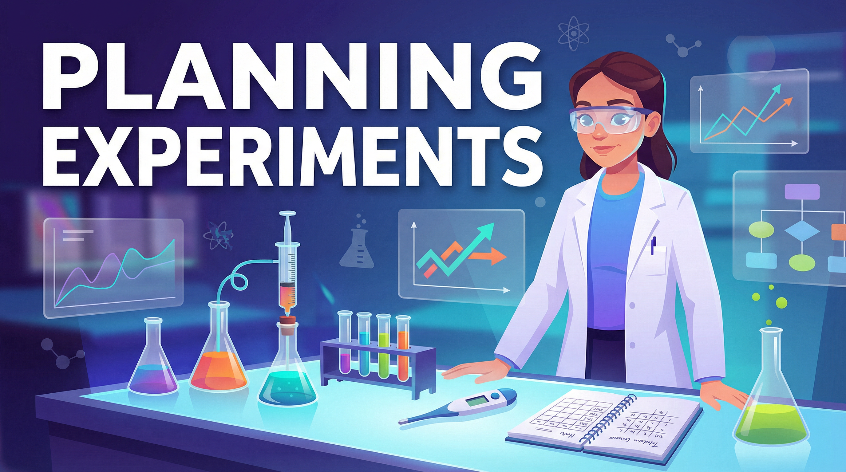 A header image summarising the key equipment and concepts in planning a scientific investigation.