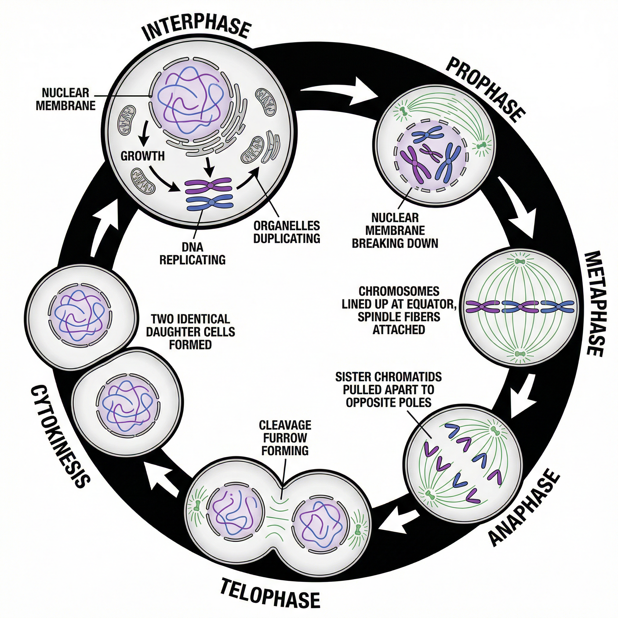 The Stages of Mitosis and the Cell Cycle.