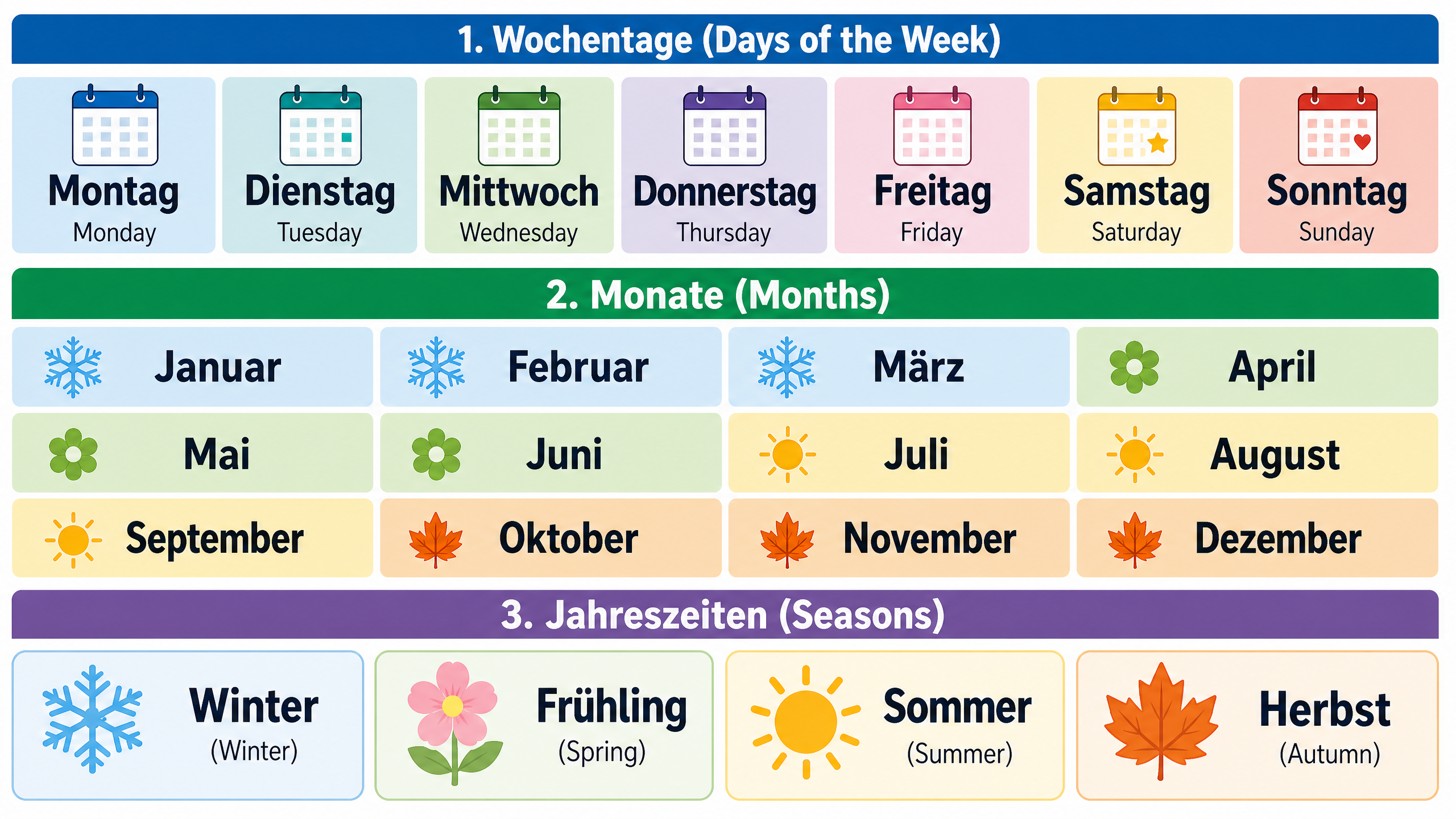 Days, Months, and Seasons Reference