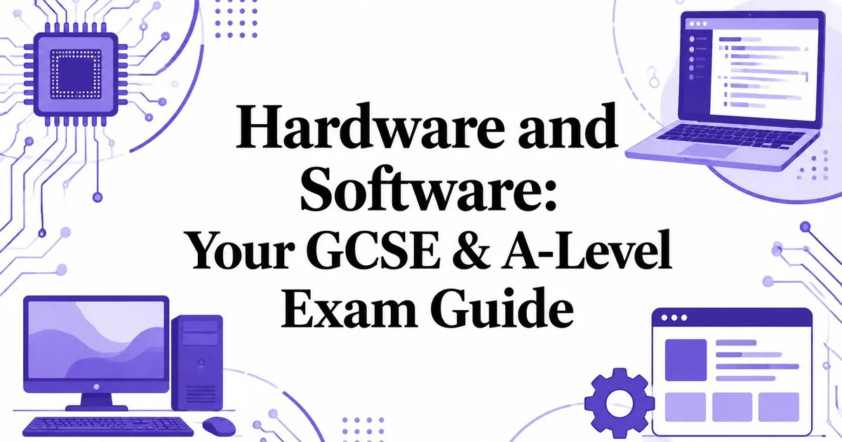 Illustration for Hardware and Software: Your GCSE & A-Level Exam Guide