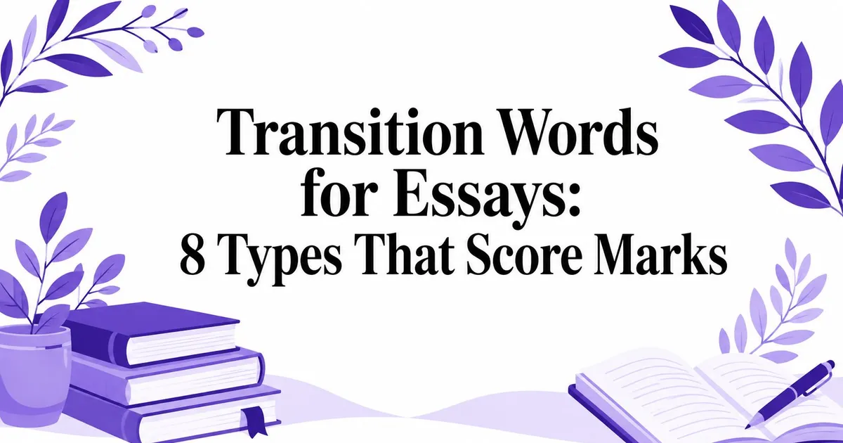 Illustration for Transition Words for Essays: 8 Types That Score Marks