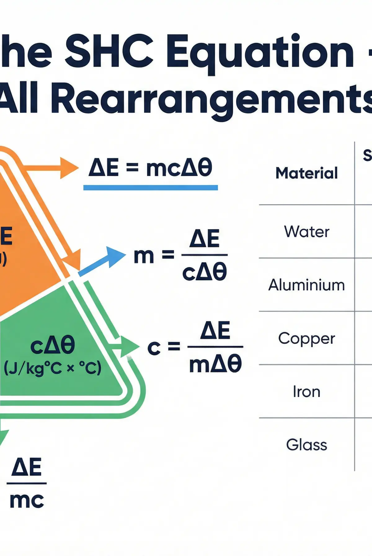 The Specific Heat Capacity Equation and Rearrangements