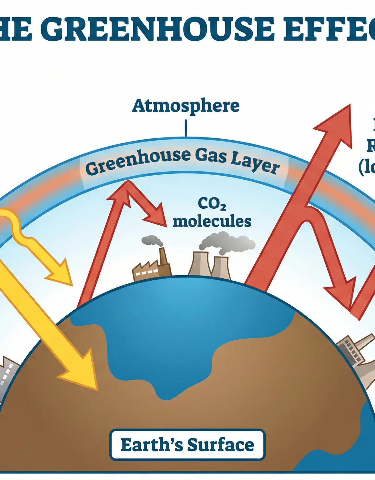 The Greenhouse Effect: How CO₂ from fossil fuel combustion traps infrared radiation and drives global warming