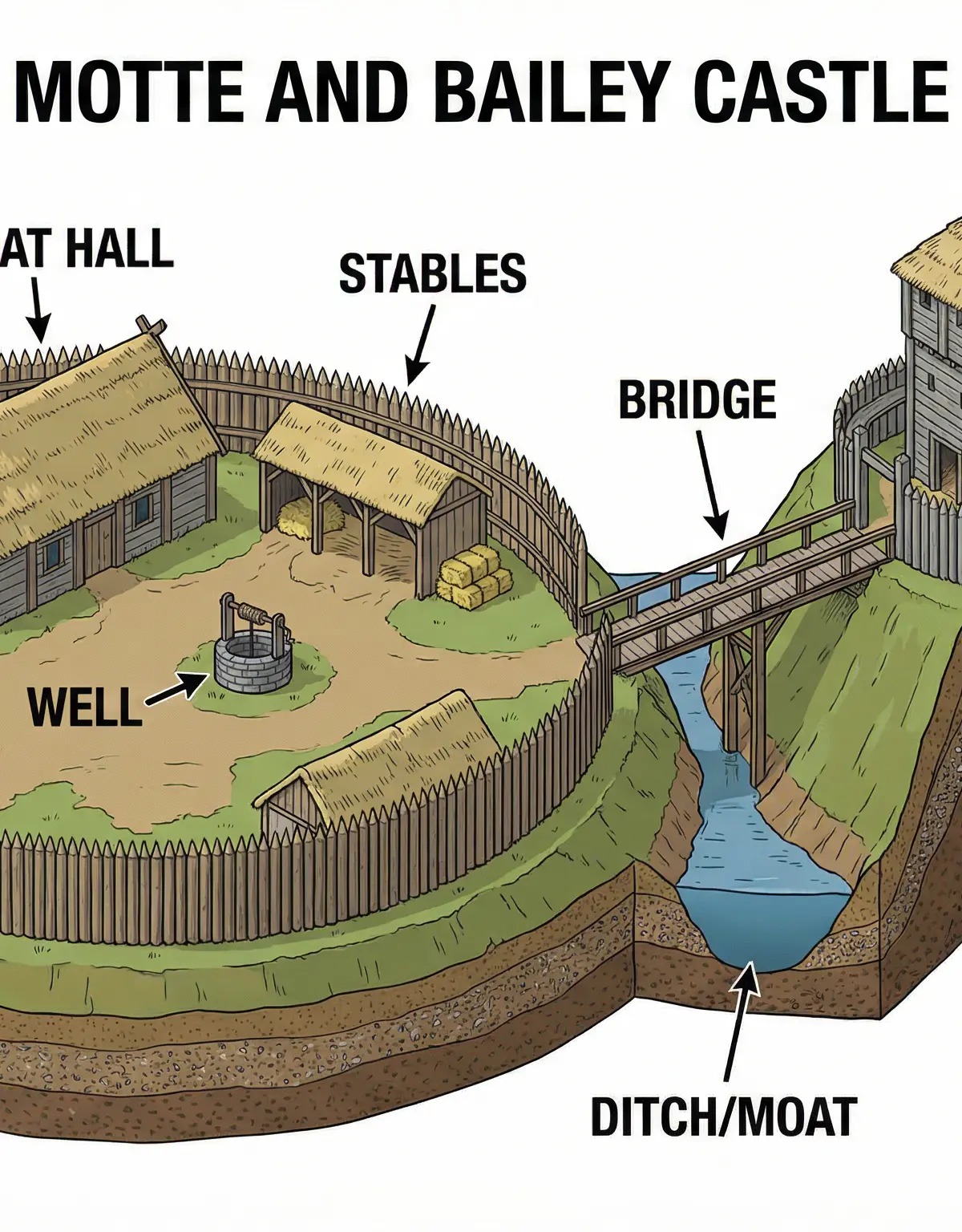 The structure of a Motte-and-Bailey Castle