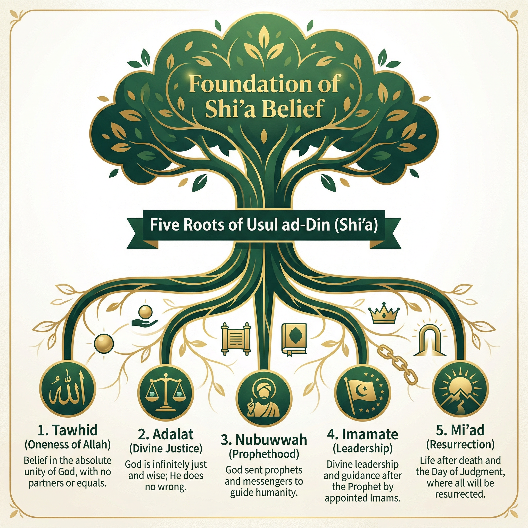 The Five Roots of 'Usul ad-Din (Shi'a)