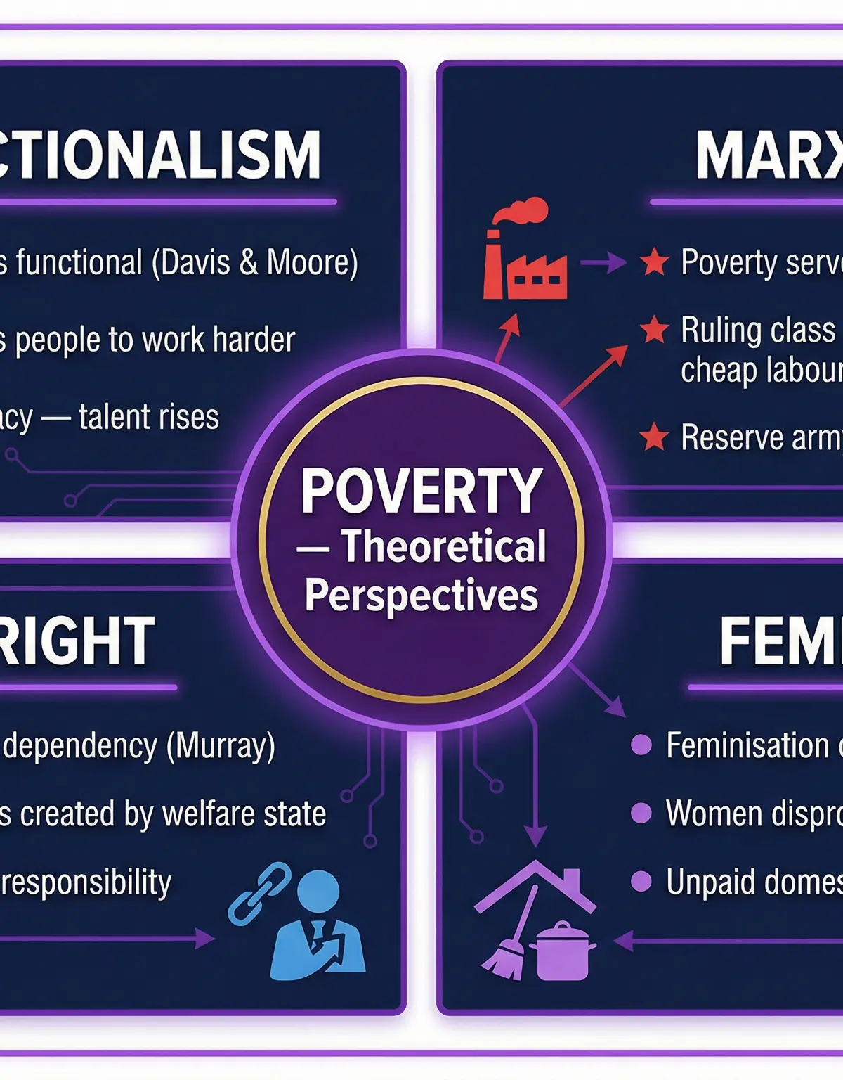 The four key theoretical perspectives on poverty.