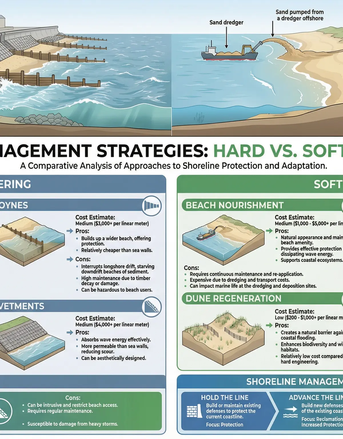 Comparison of Hard vs. Soft Coastal Engineering.