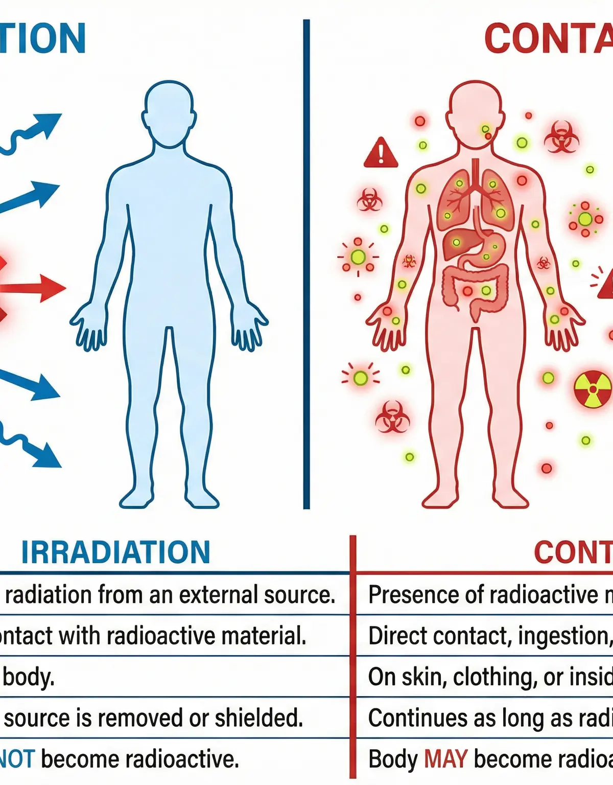 Visual guide: Irradiation vs. Contamination.