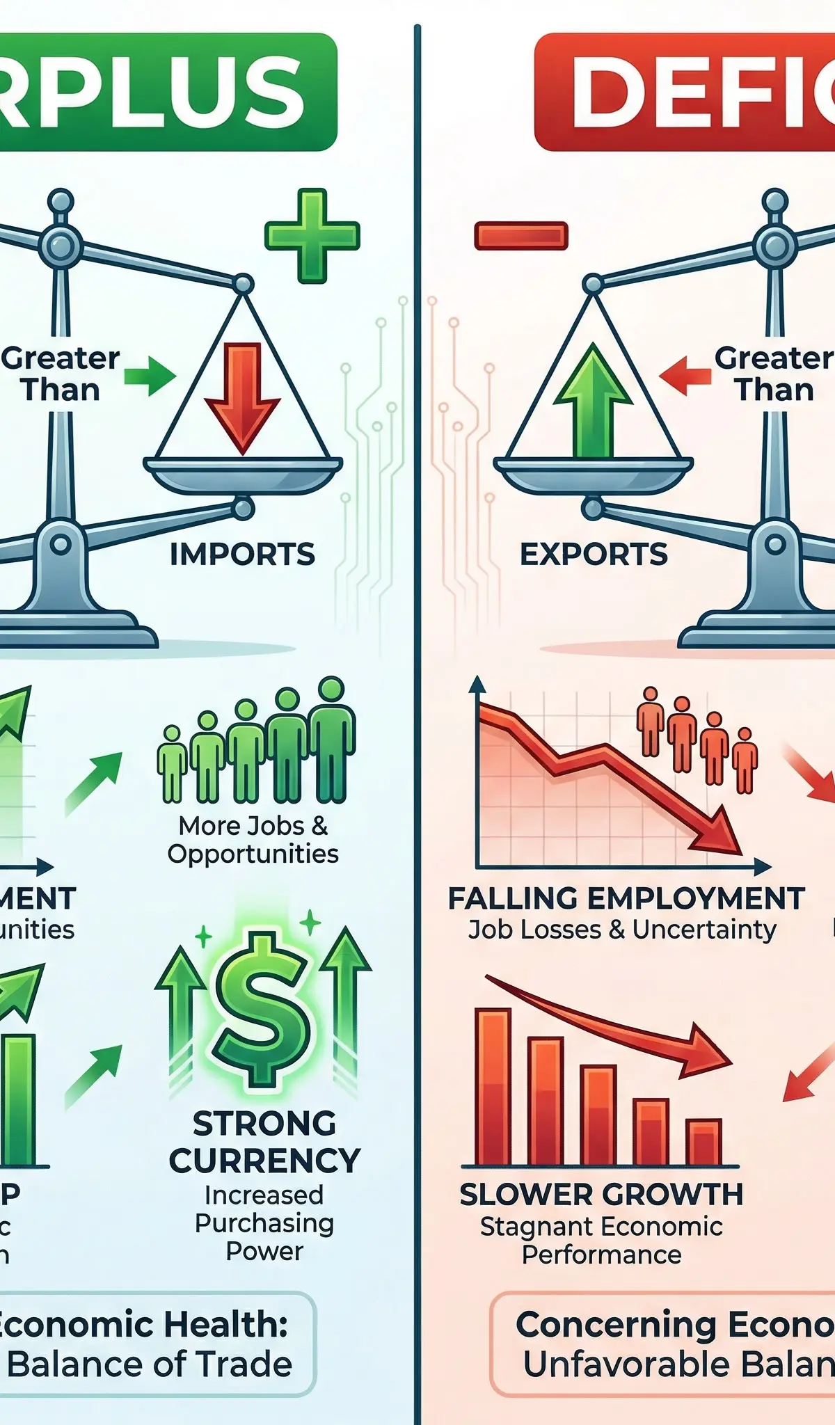 Comparing a Current Account Surplus and Deficit.