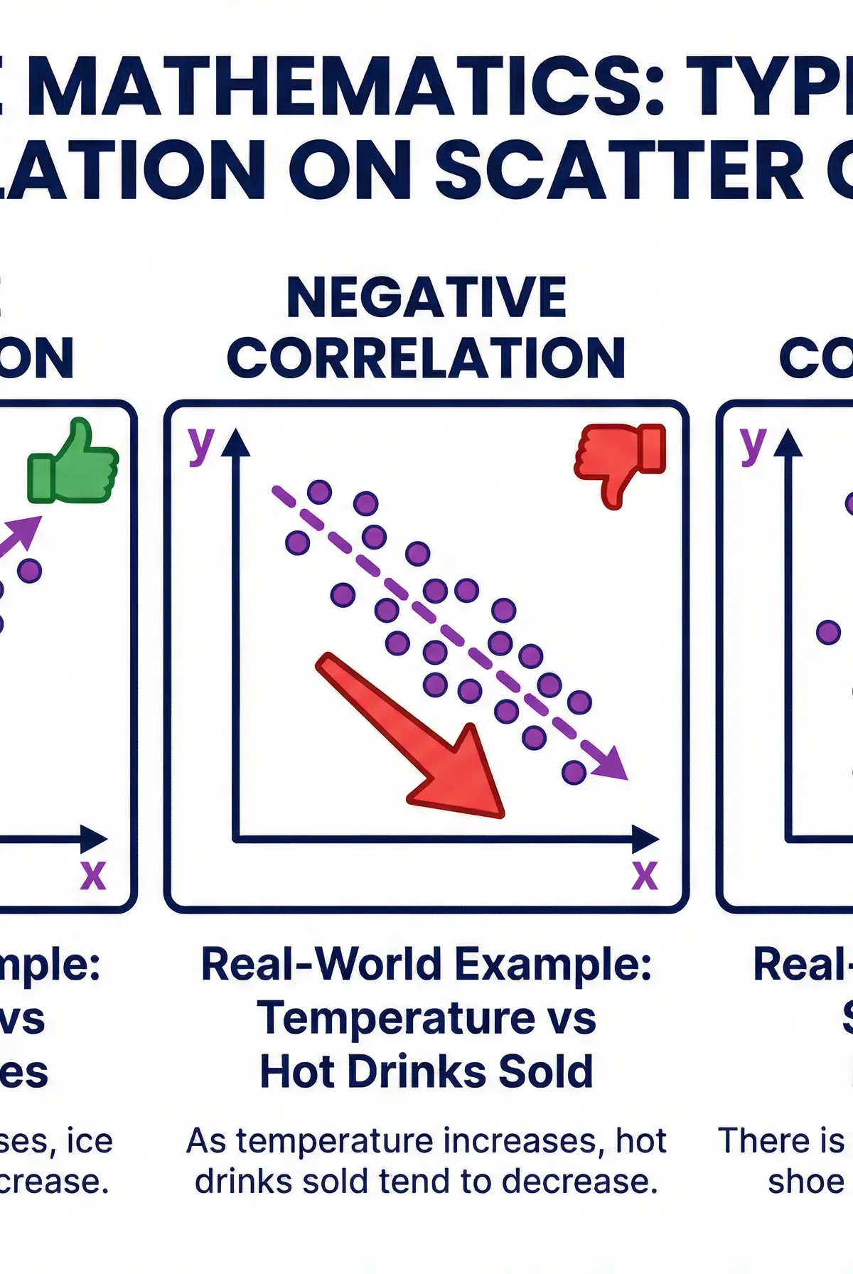 Types of correlation on scatter graphs