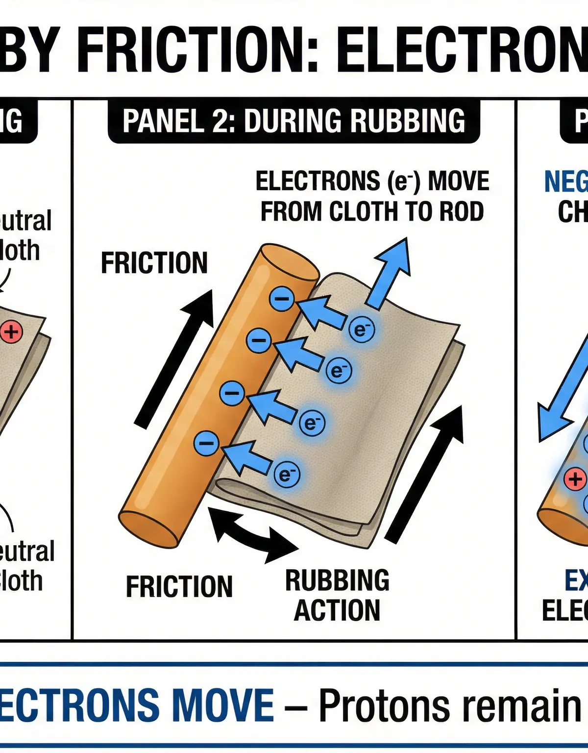 Charging by Friction: Electron Transfer โ Before, During, and After Rubbing