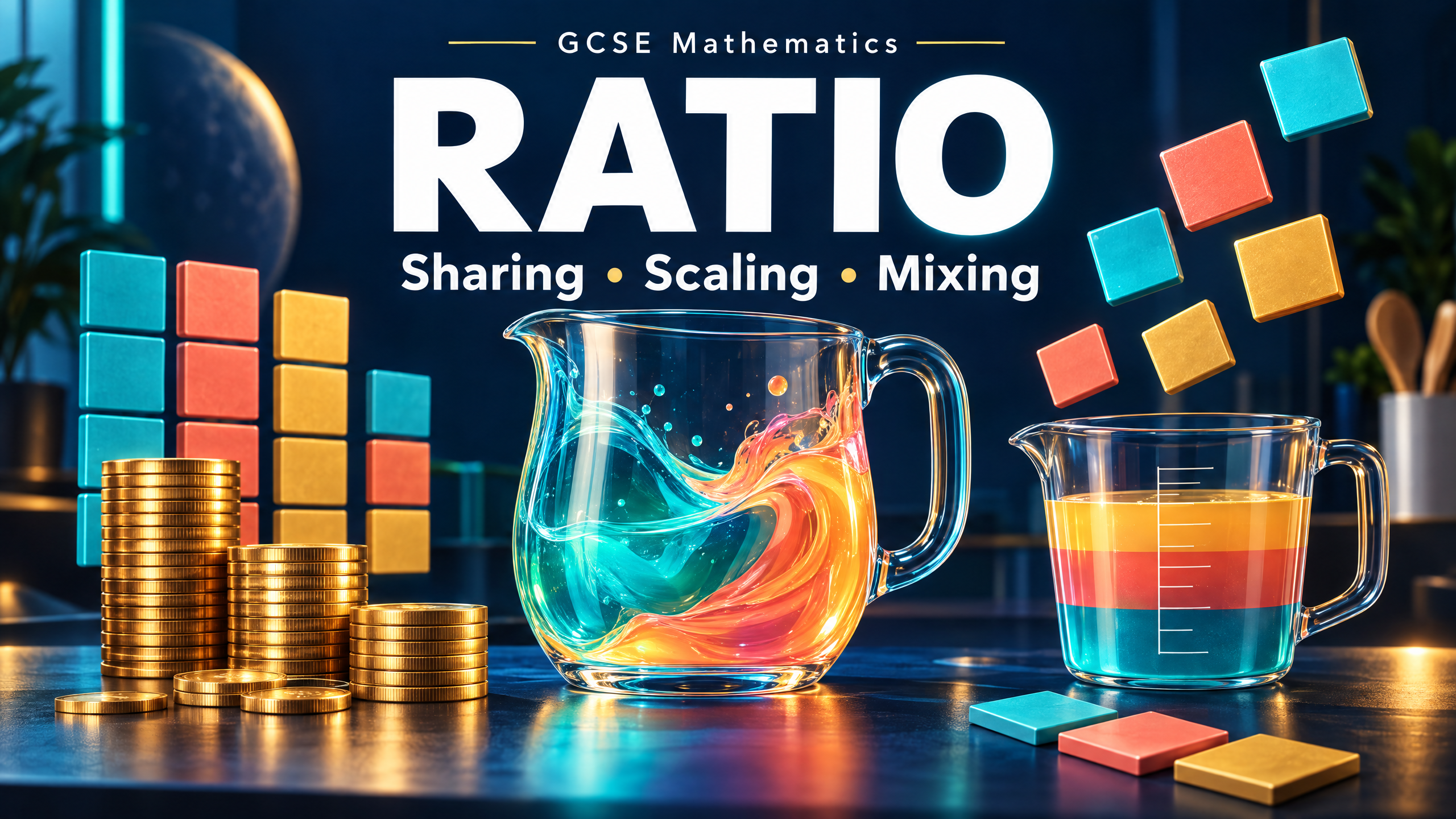 Ratio: sharing, scaling and mixing for GCSE Mathematics.