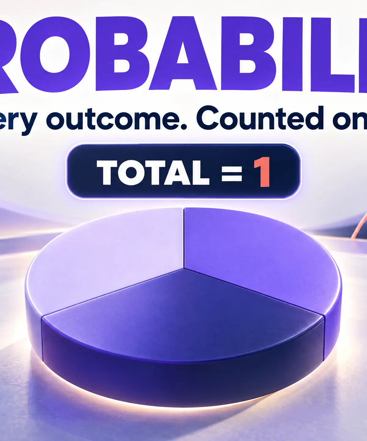 Every outcome, counted once: the total is 1.