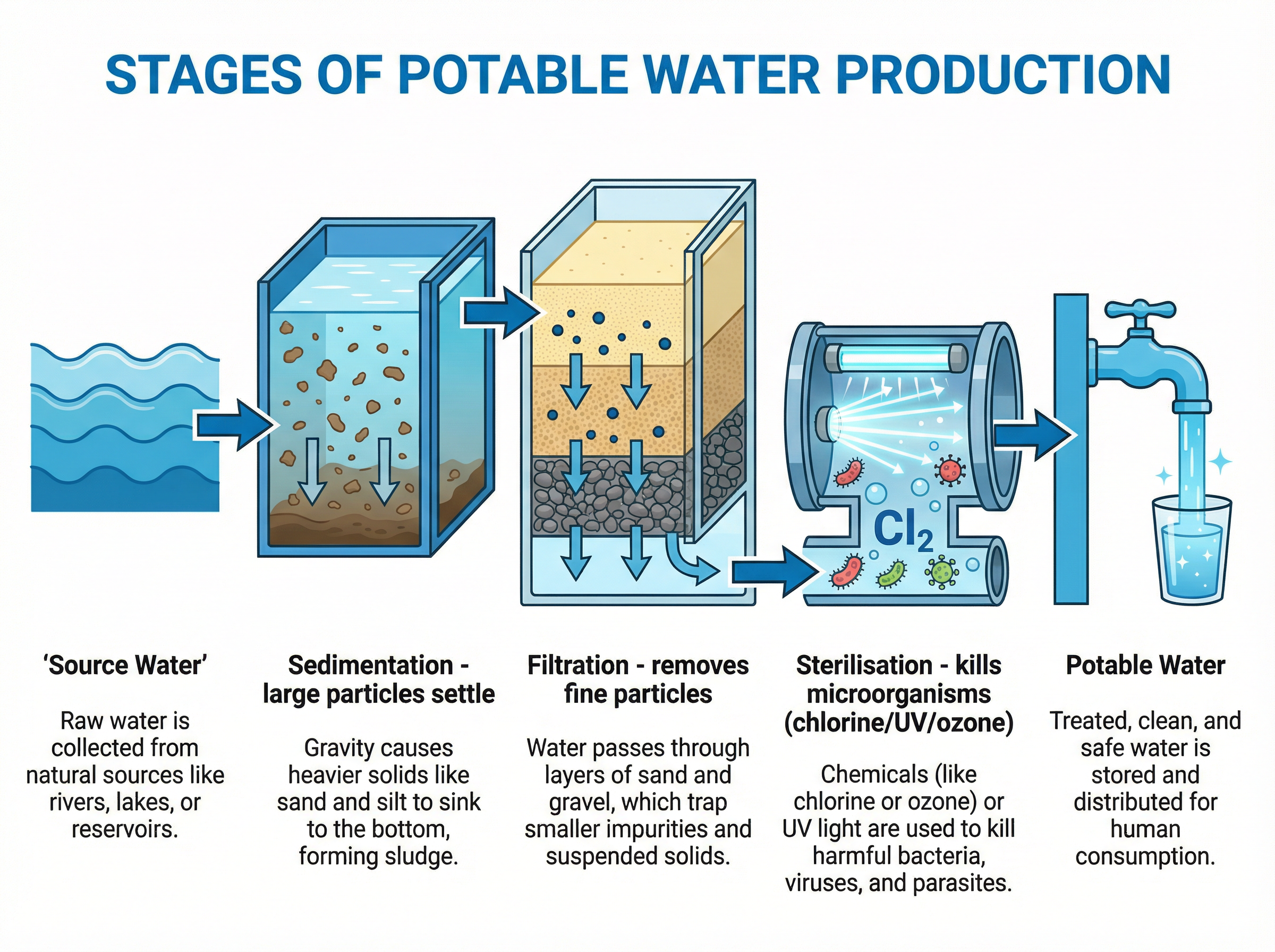 Stages of Potable Water Production