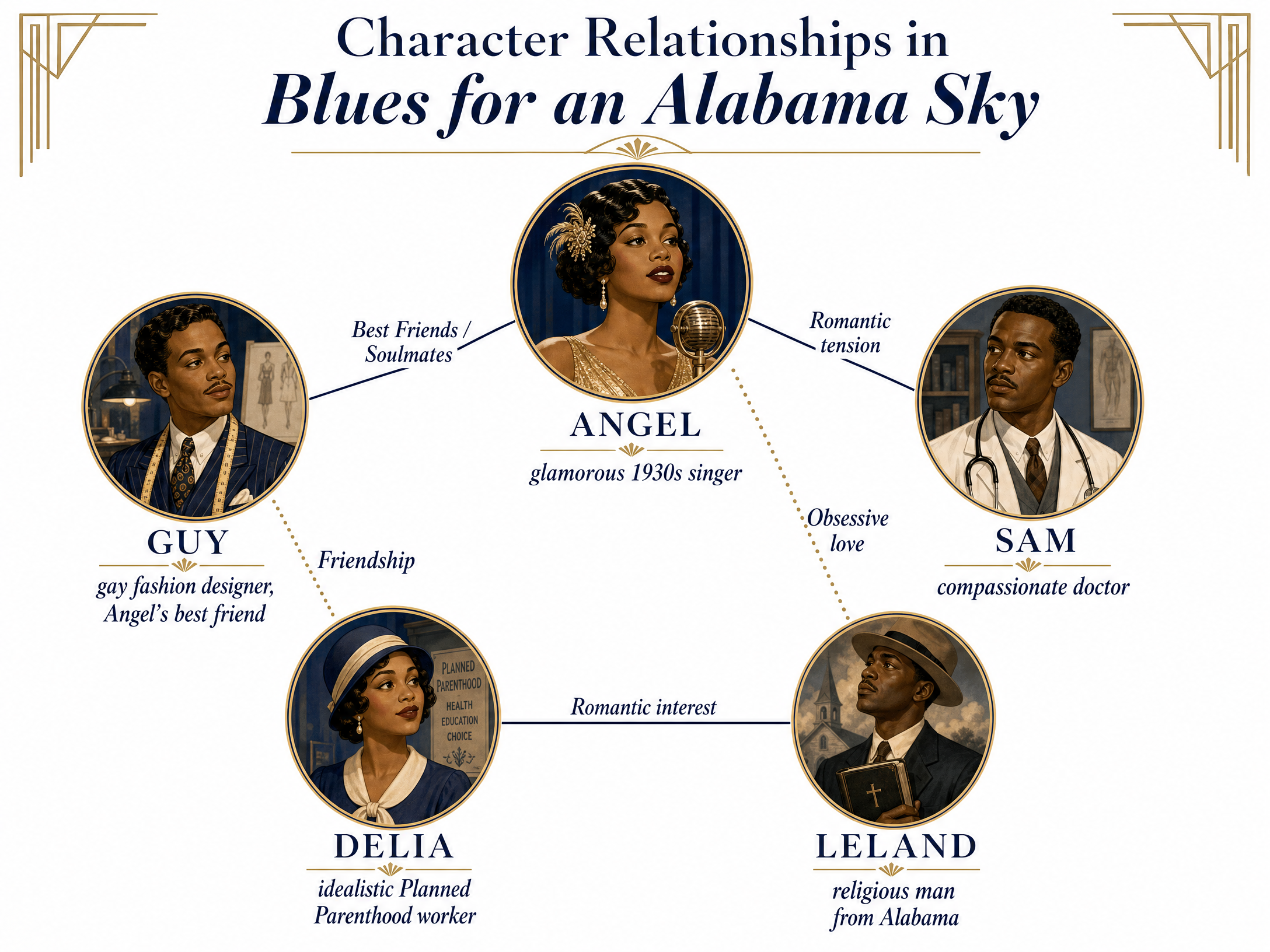 Character Relationships in Blues for an Alabama Sky