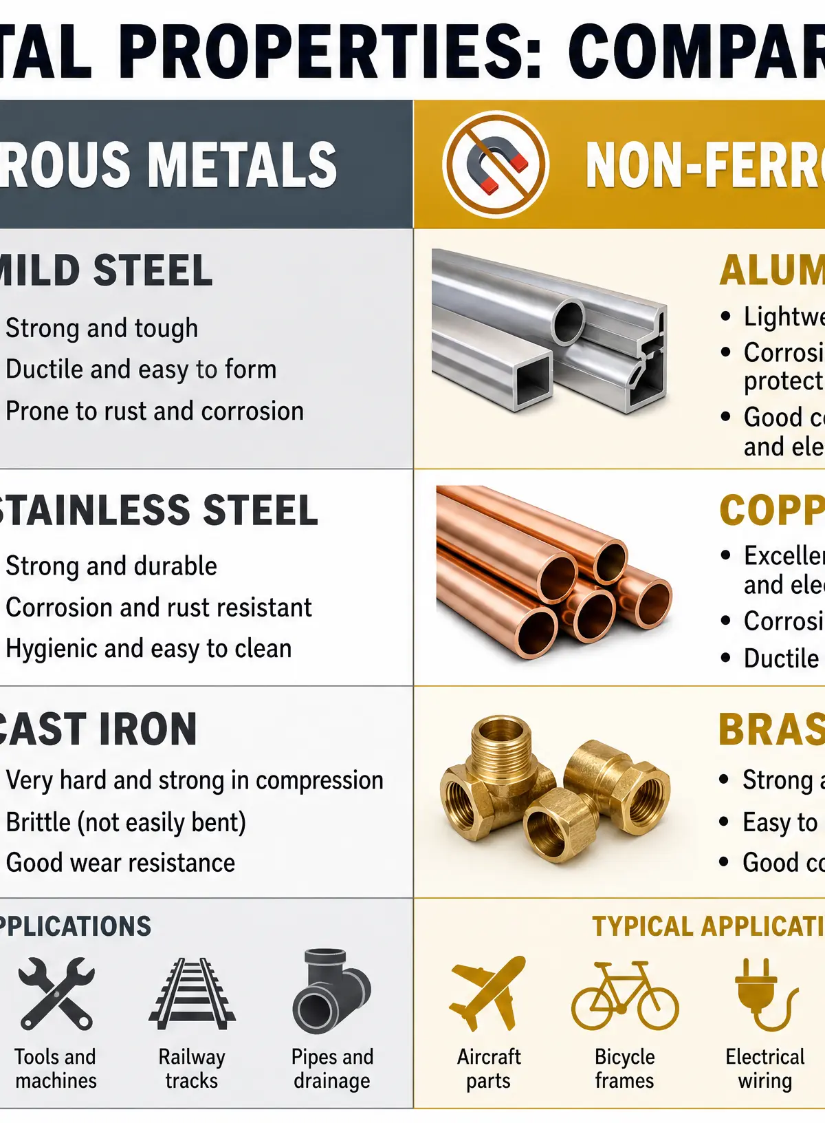 Comparison of Metal Properties