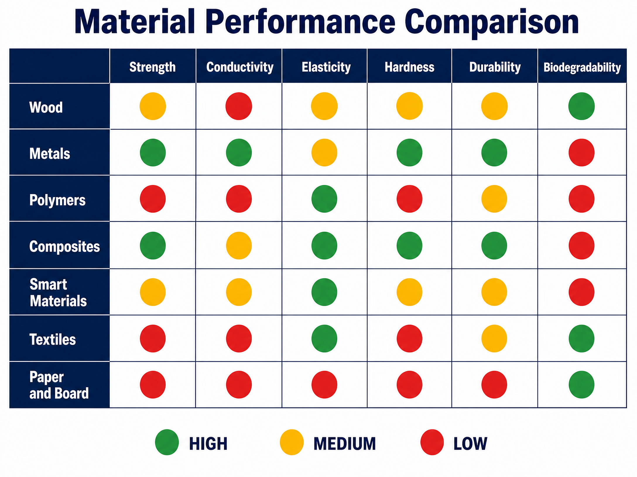 Material Performance Comparison Matrix