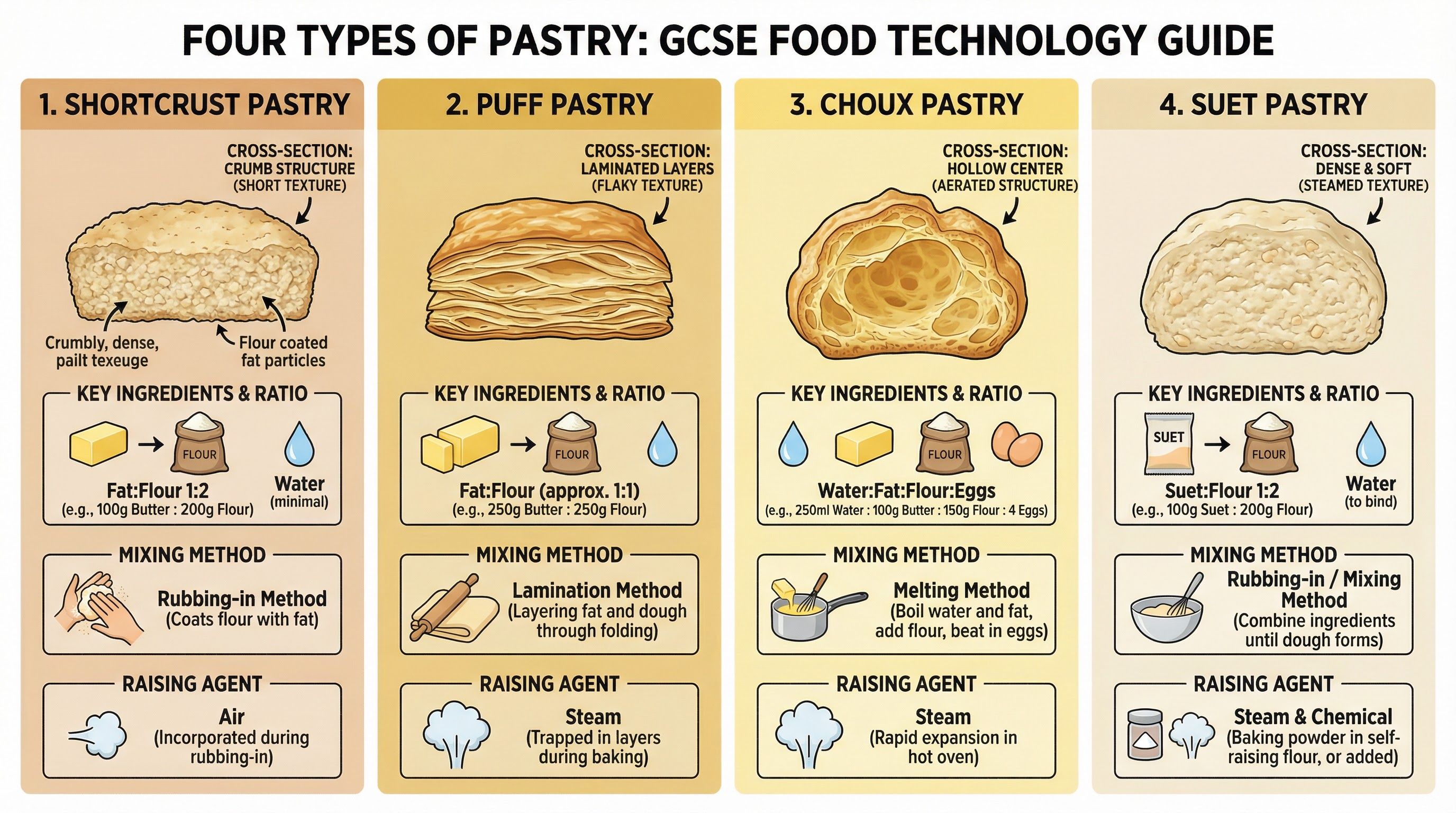 Comparison of Four Types of Pastry: Key Characteristics