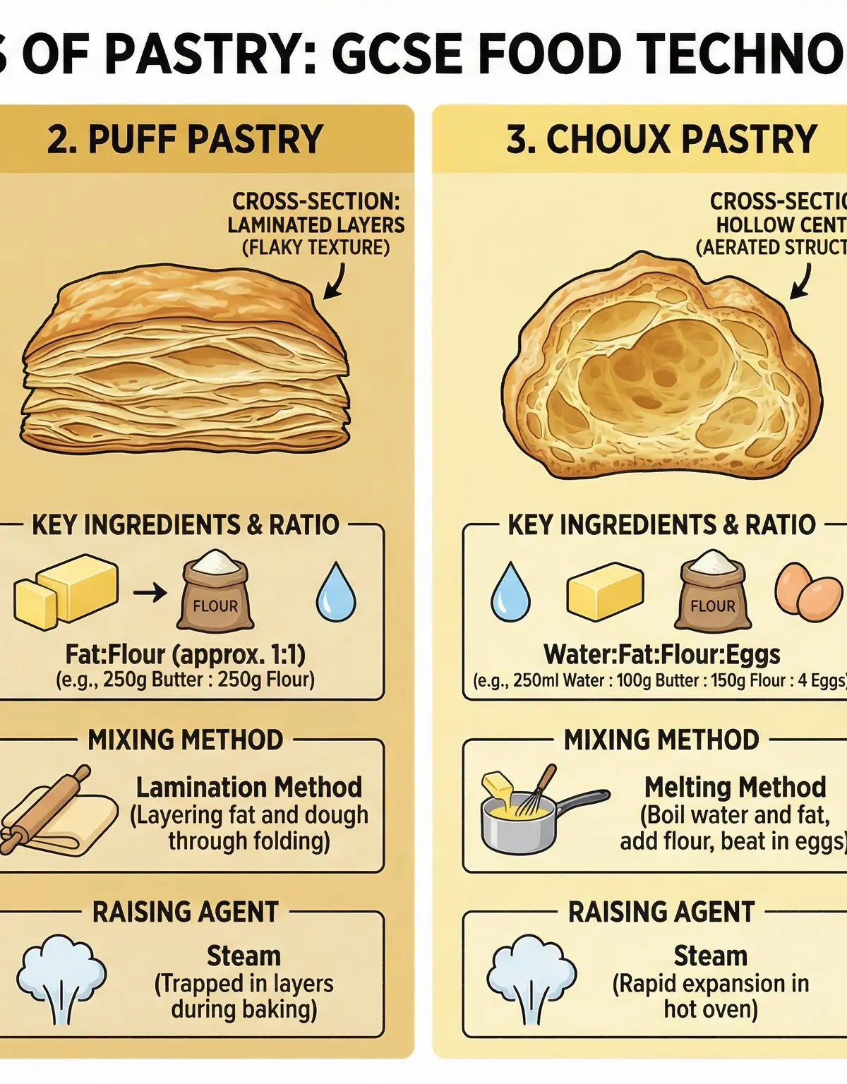 Comparison of Four Types of Pastry: Key Characteristics