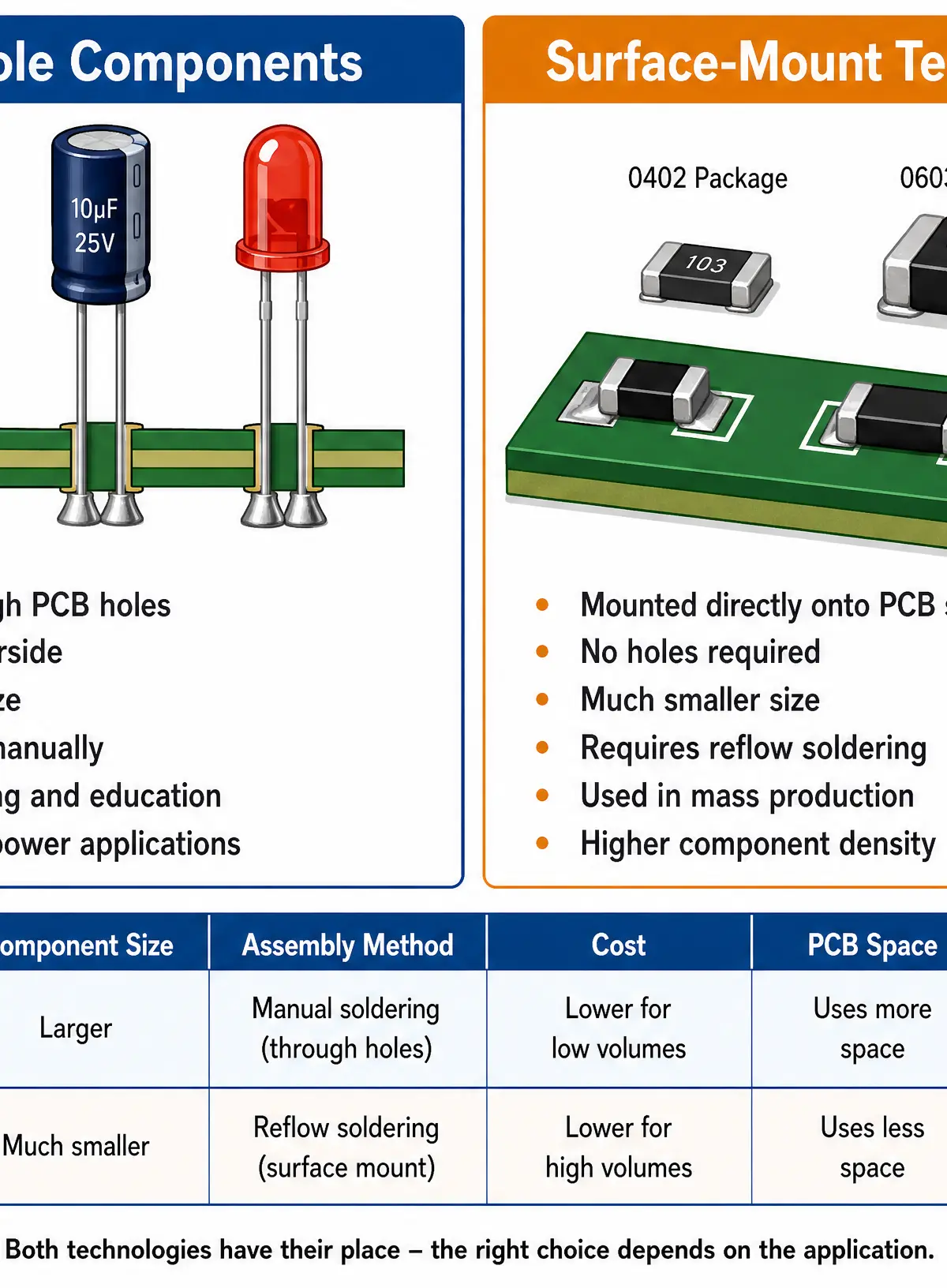 SMT vs Through-Hole Components
