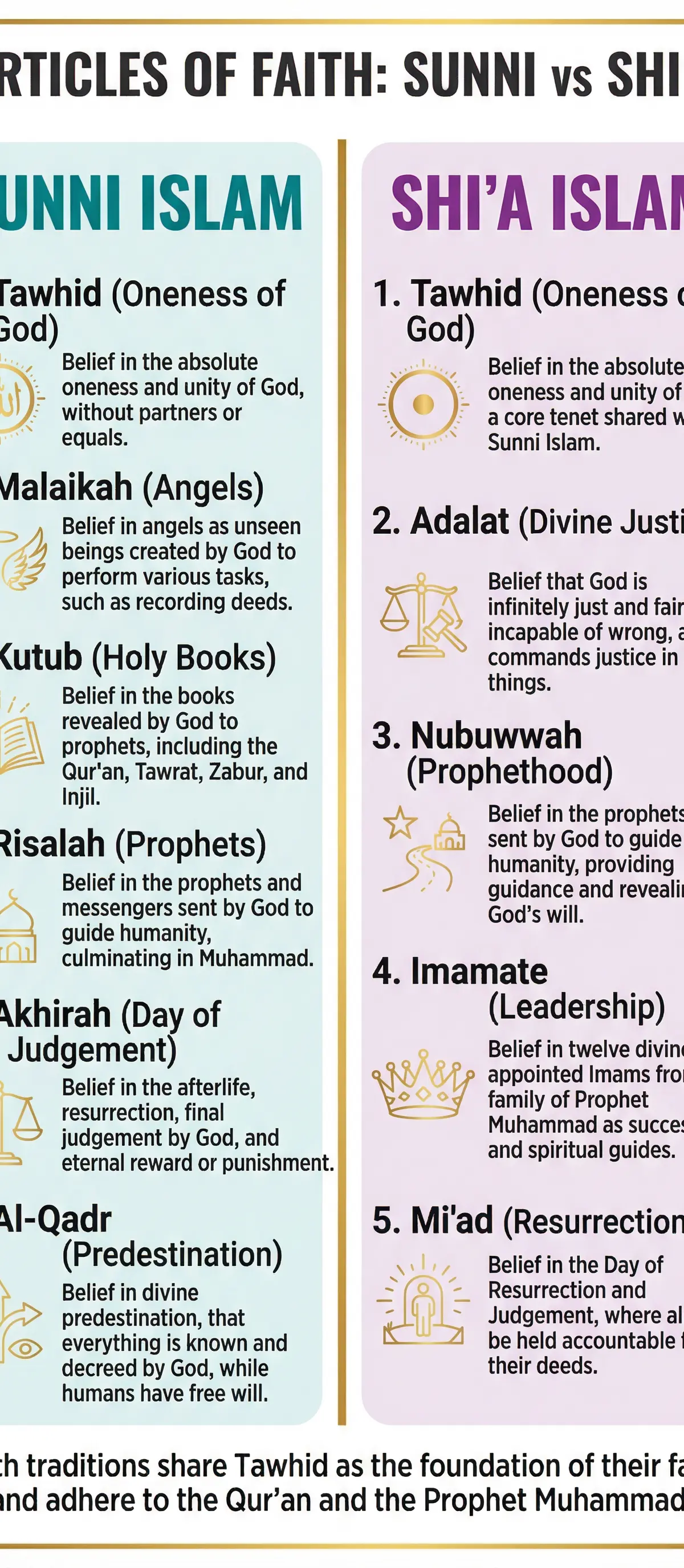 Comparison of Sunni and Shi'a Articles of Faith