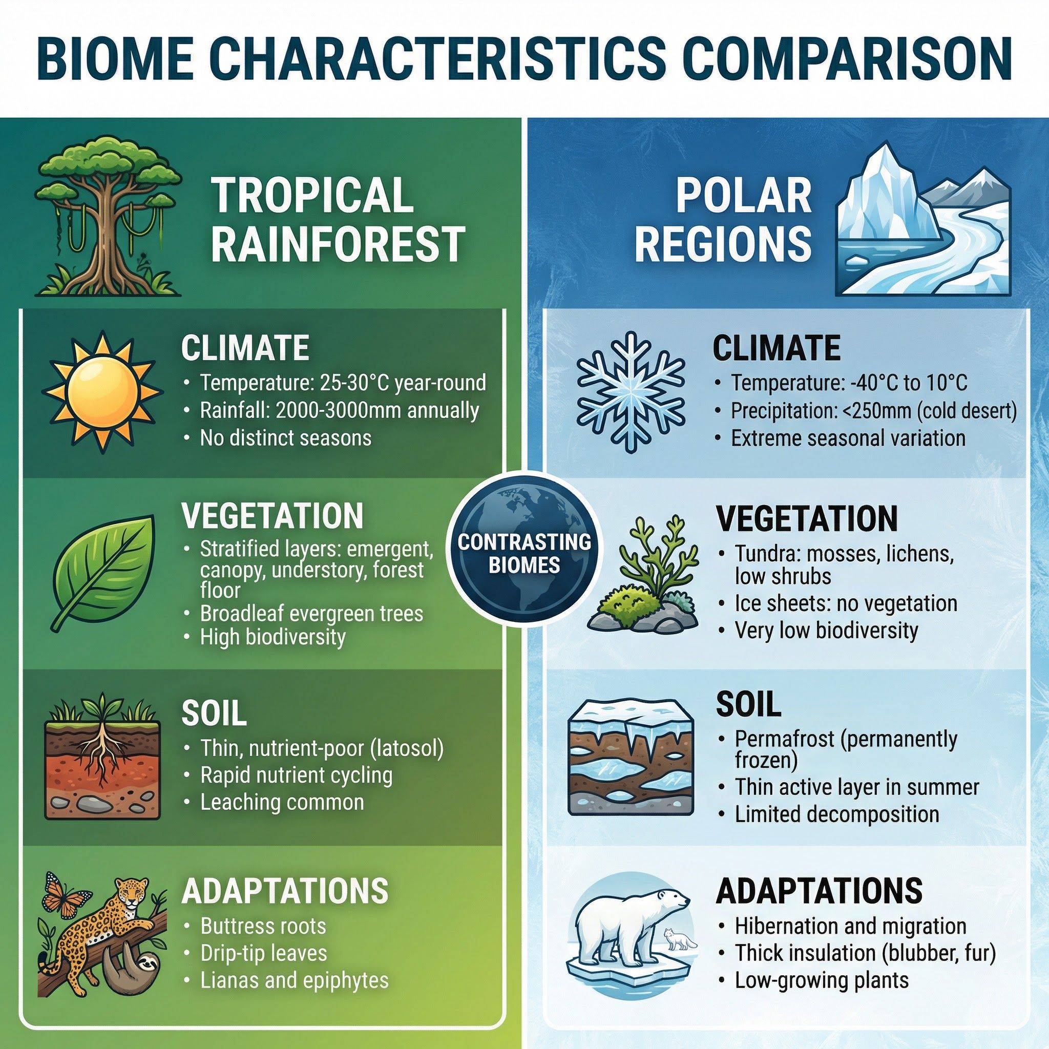 Biome Characteristics: Rainforest vs. Polar