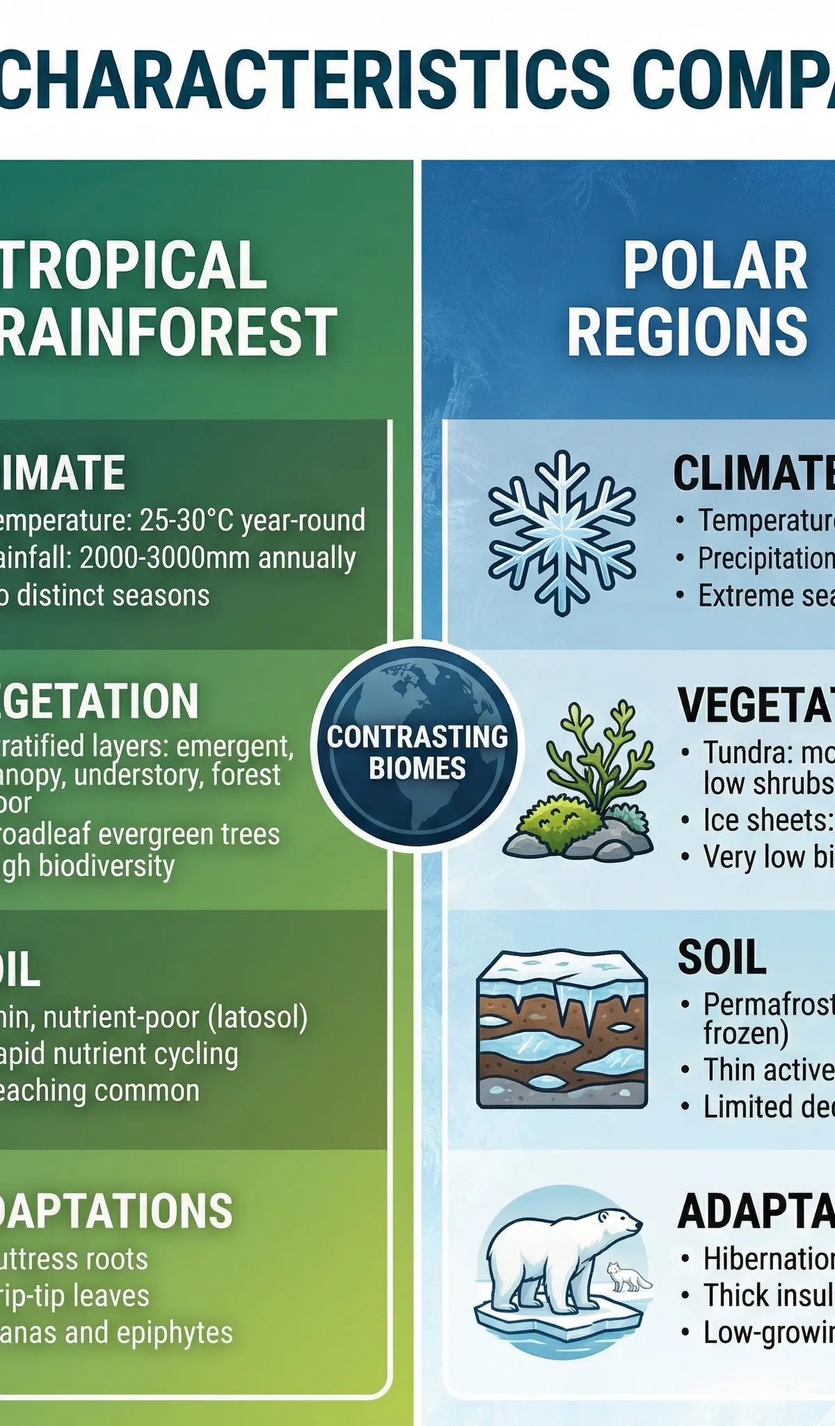 Biome Characteristics: Rainforest vs. Polar