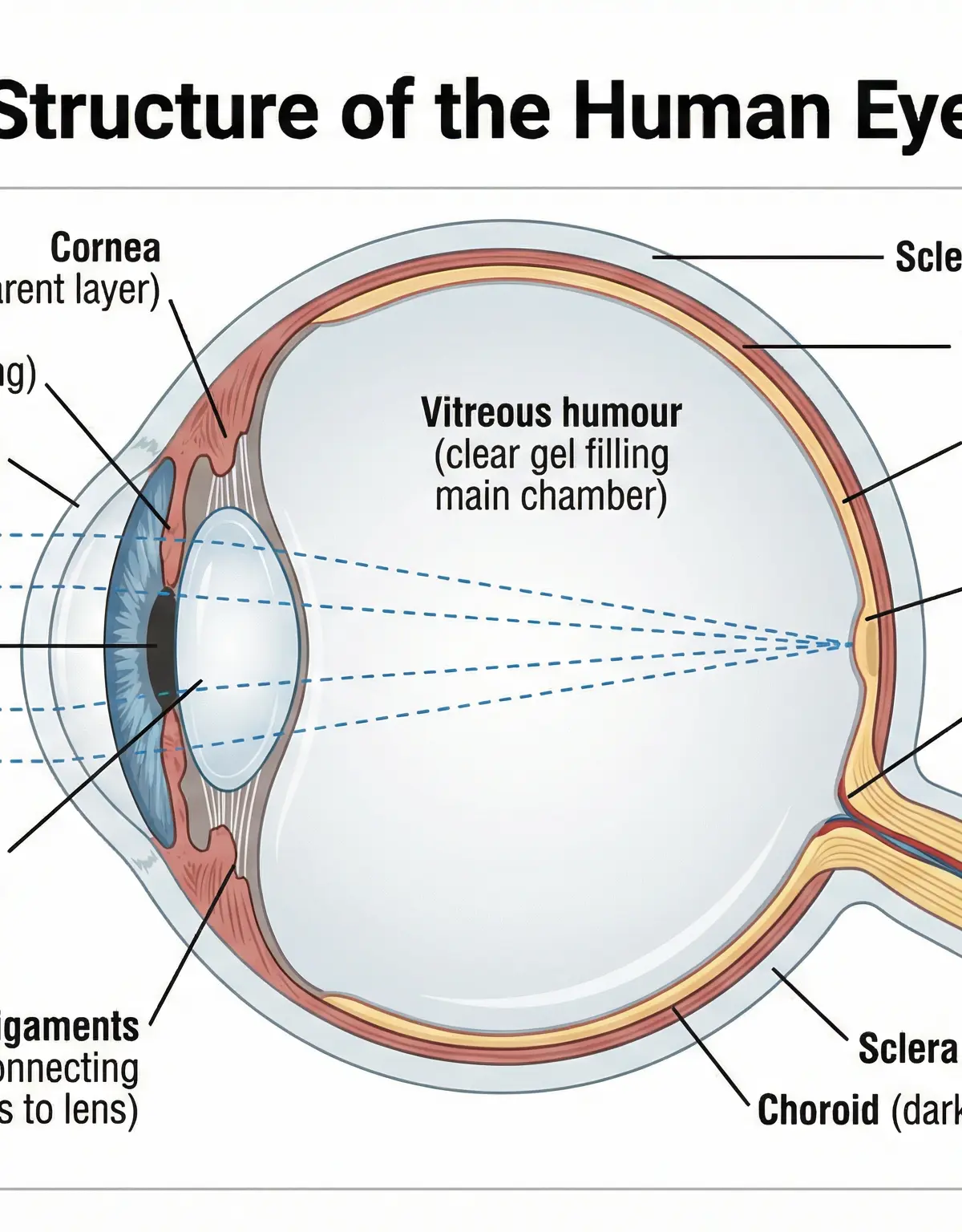 Diagram of the structure of the human eye.