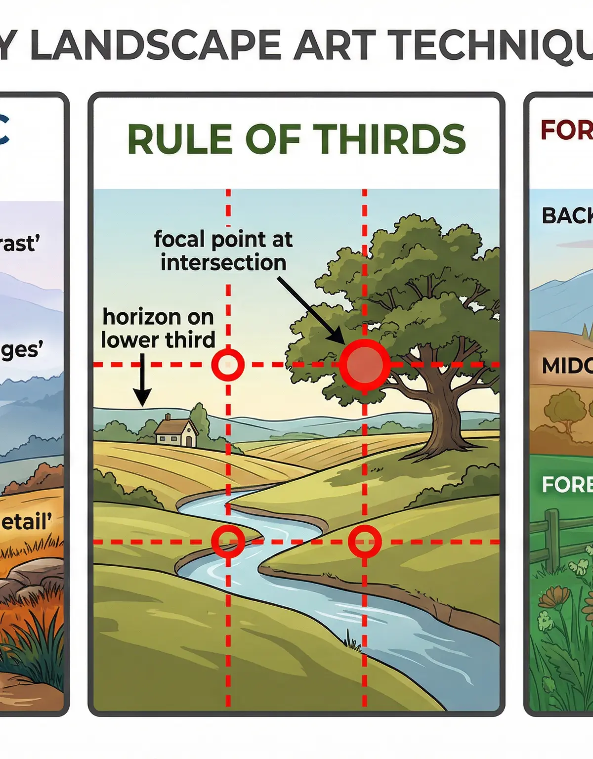 Key Landscape Art Techniques: Atmospheric Perspective, Rule of Thirds, and Spatial Planes