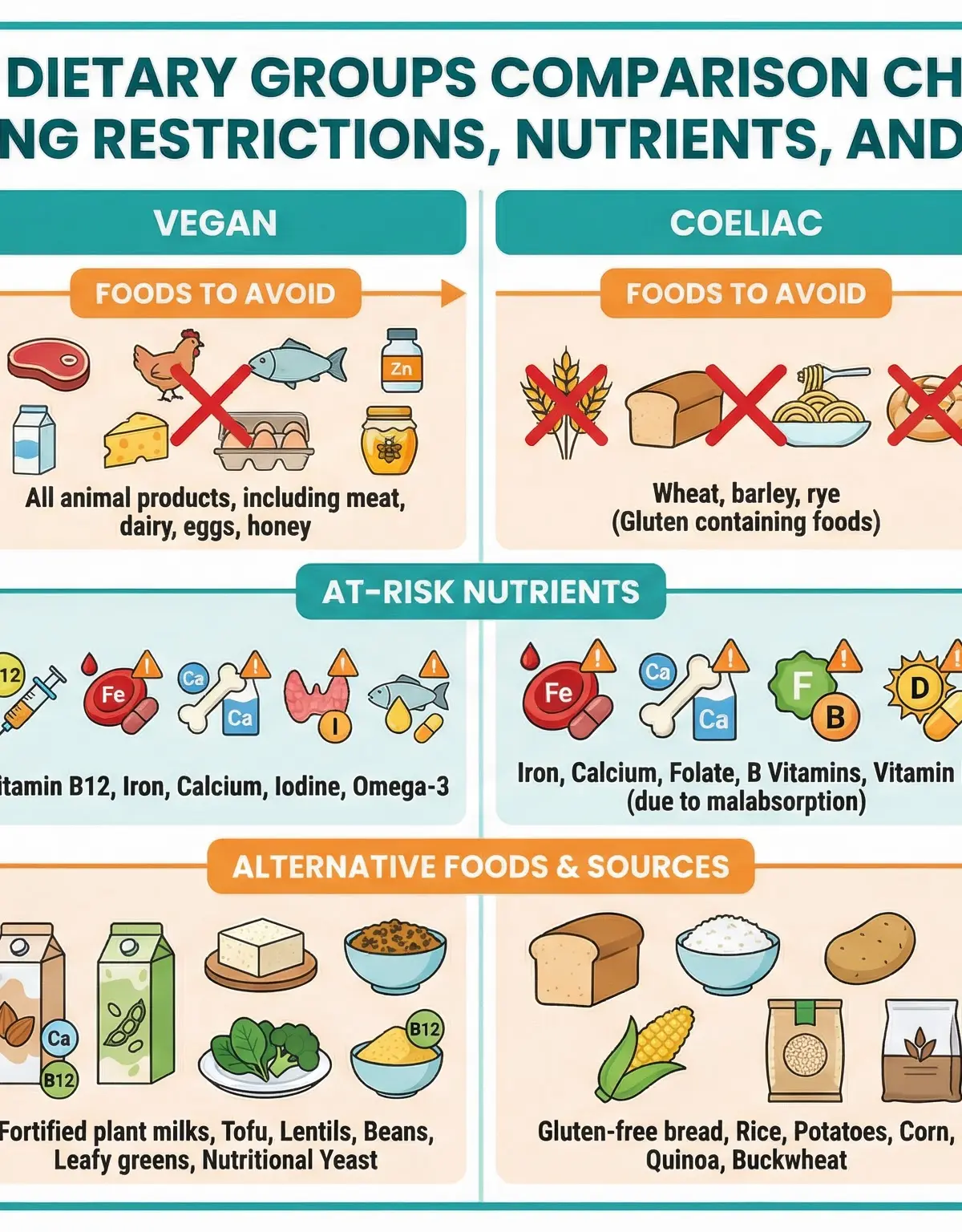 GCSE Dietary Groups Comparison Chart: Understanding Restrictions, Nutrients, and Alternatives