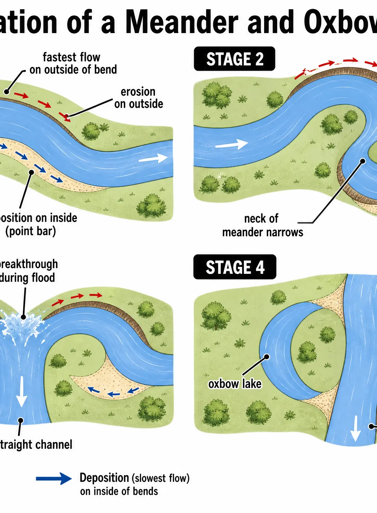Formation of a Meander and Oxbow Lake