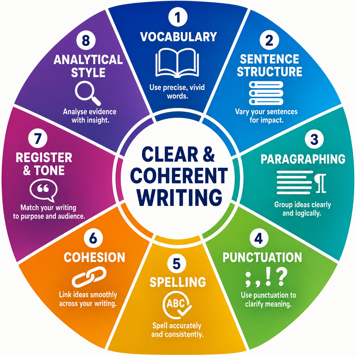 The Writing Skills Wheel