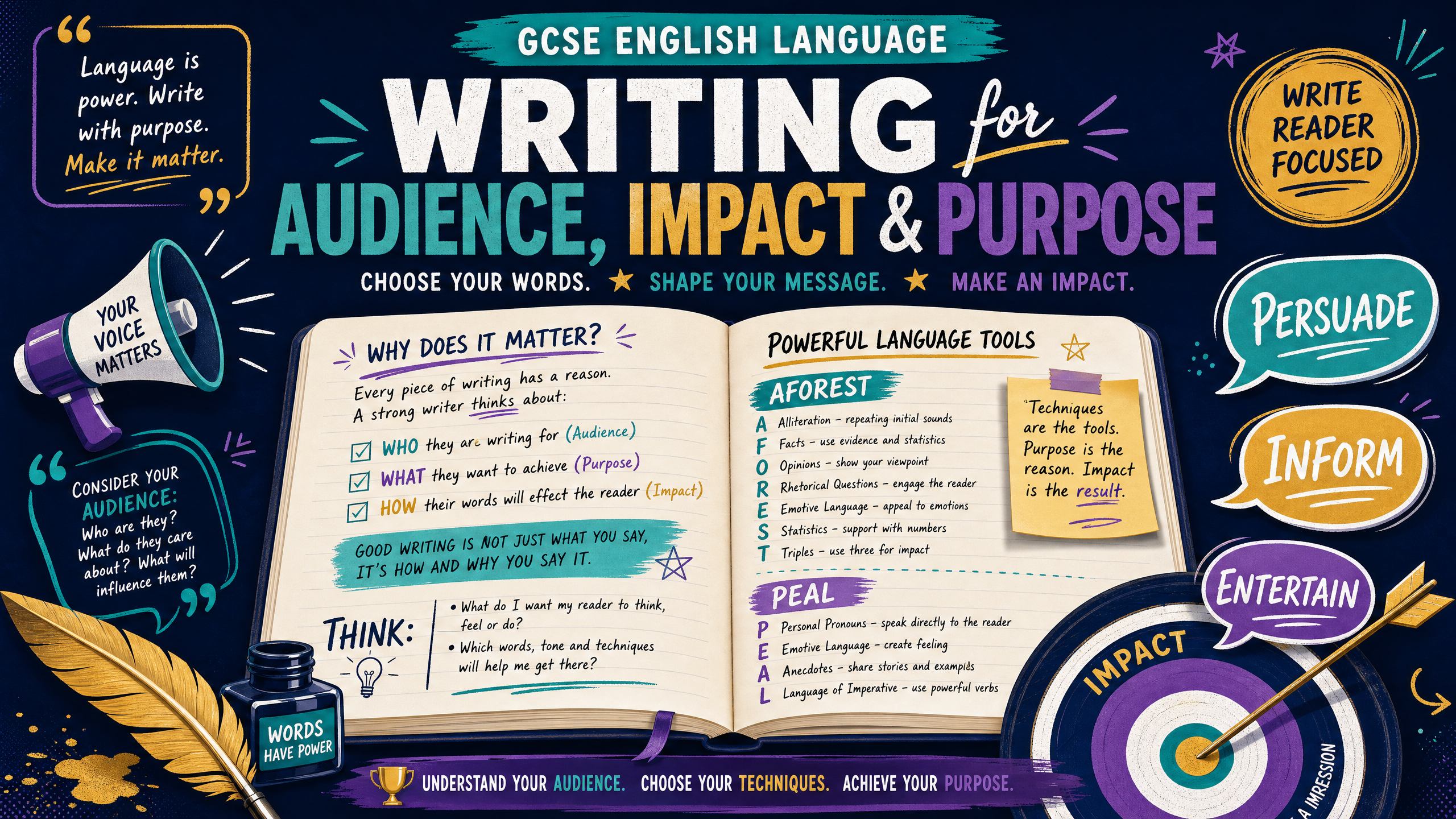 Header image for Writing for Audience, Impact and Purpose